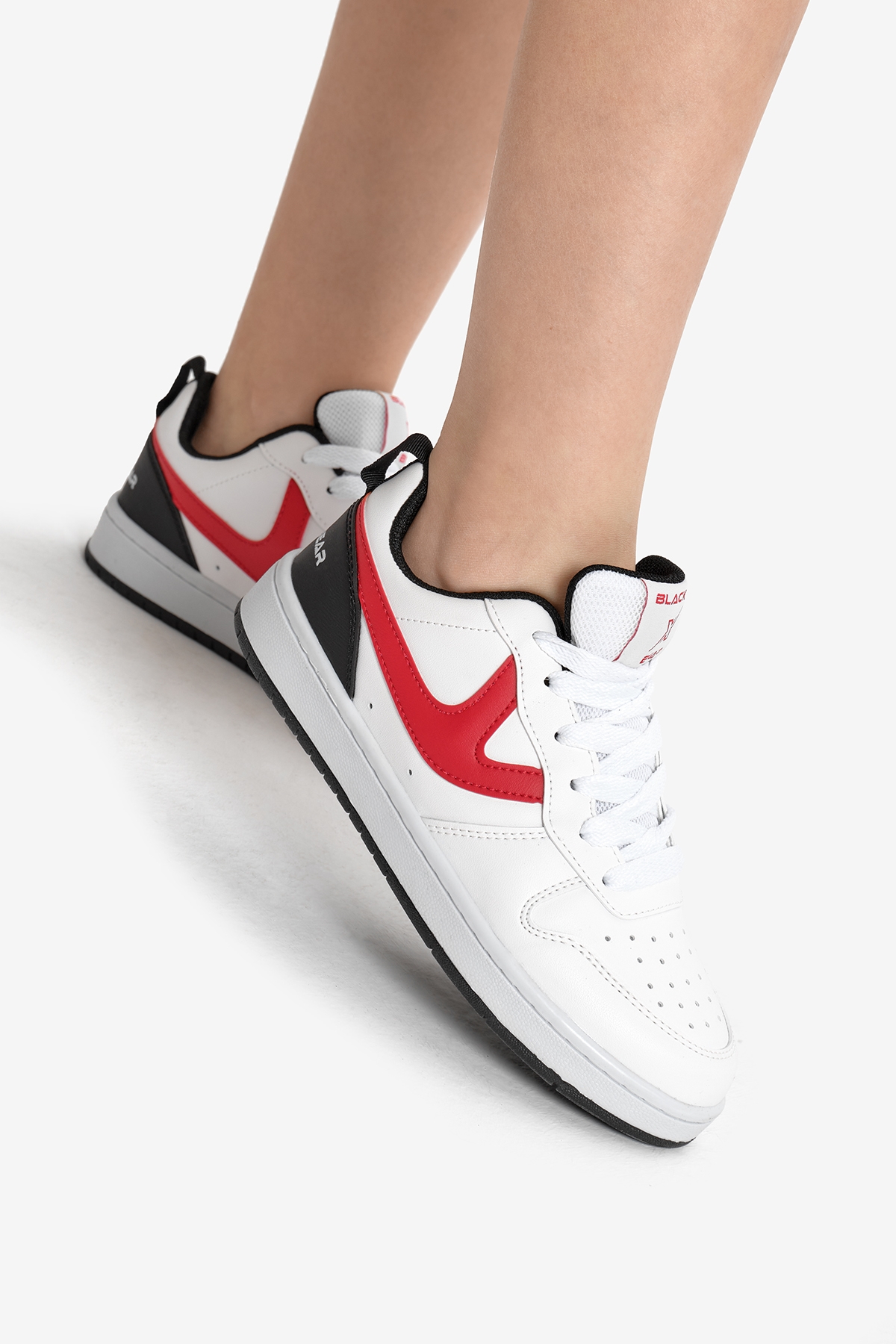 Kadın Beyaz Kırmızı Termo Taban Şerit Detaylı Bağcıklı Spor Ayakkabı - Görsel 3