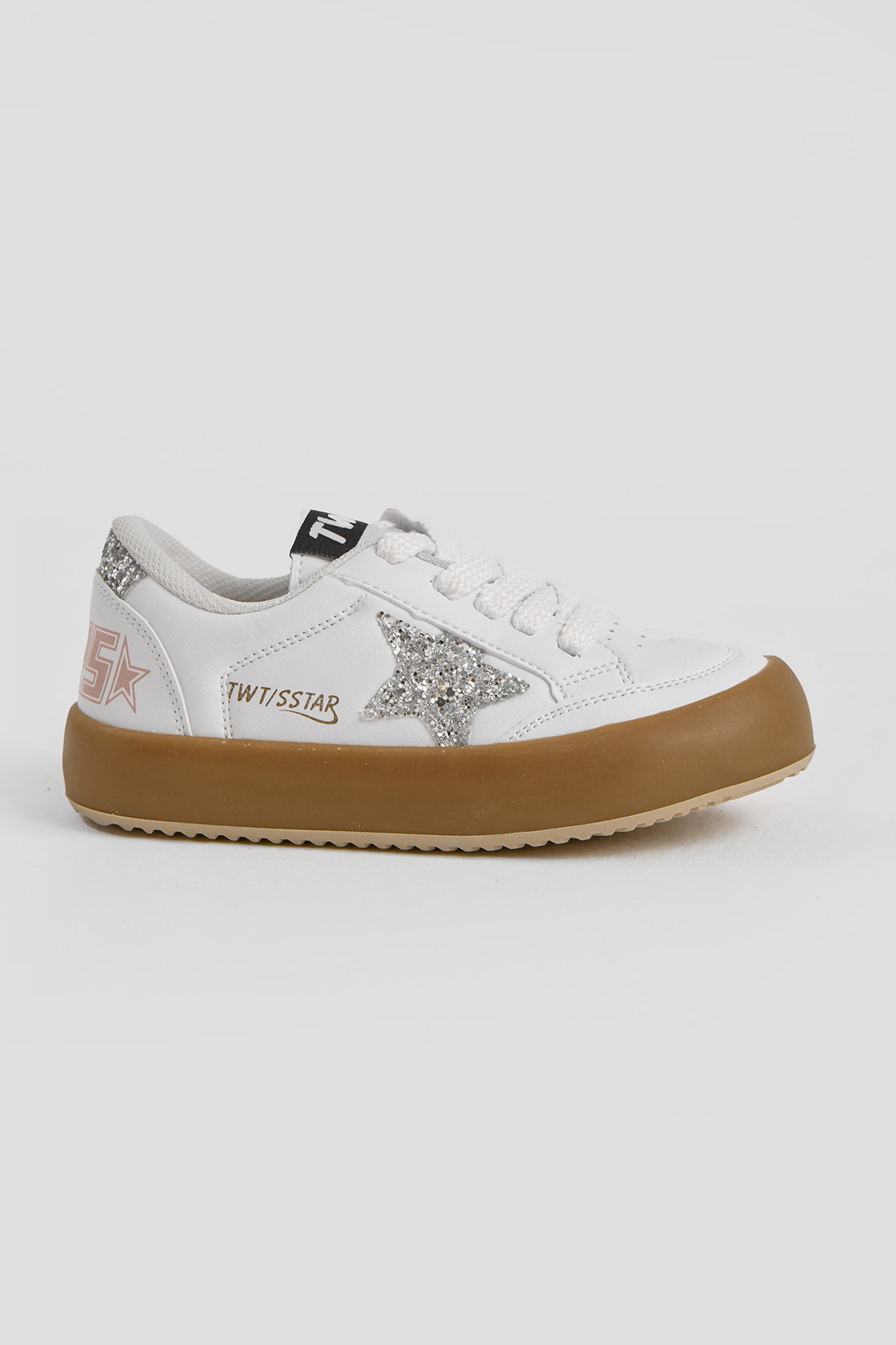 Çocuk Unisex Beyaz Termo Taban Yıldız Detaylı Bağcıklı ve Cırtlı Spor Ayakkabı - Görsel 2