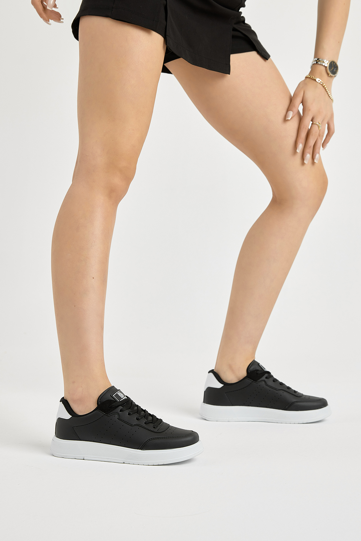 Unisex Siyah Beyaz Hafif Faylon Taban Bağcıklı Günlük Spor Ayakkabı - Görsel 5