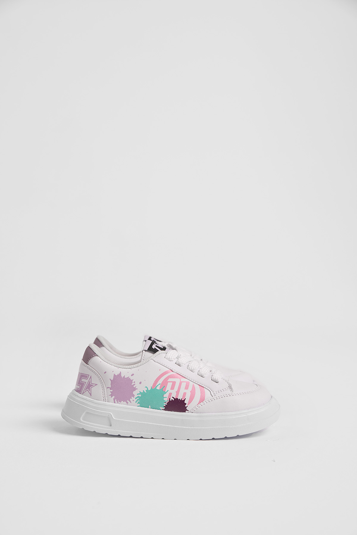 Çocuk Unisex Beyaz Turkuaz EVA Faylon Taban Desenli Bağcıklı ve Cırtlı Spor Ayakkabı - Görsel 2