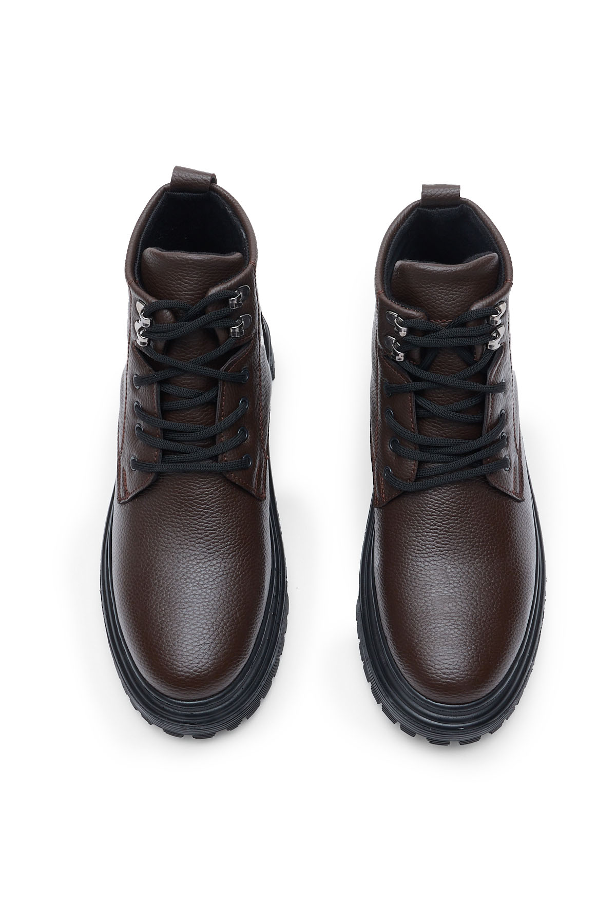 Erkek Kahve Kalın Poli Taban Bağcıklı Günlük Kışlık Bot - Görsel 4