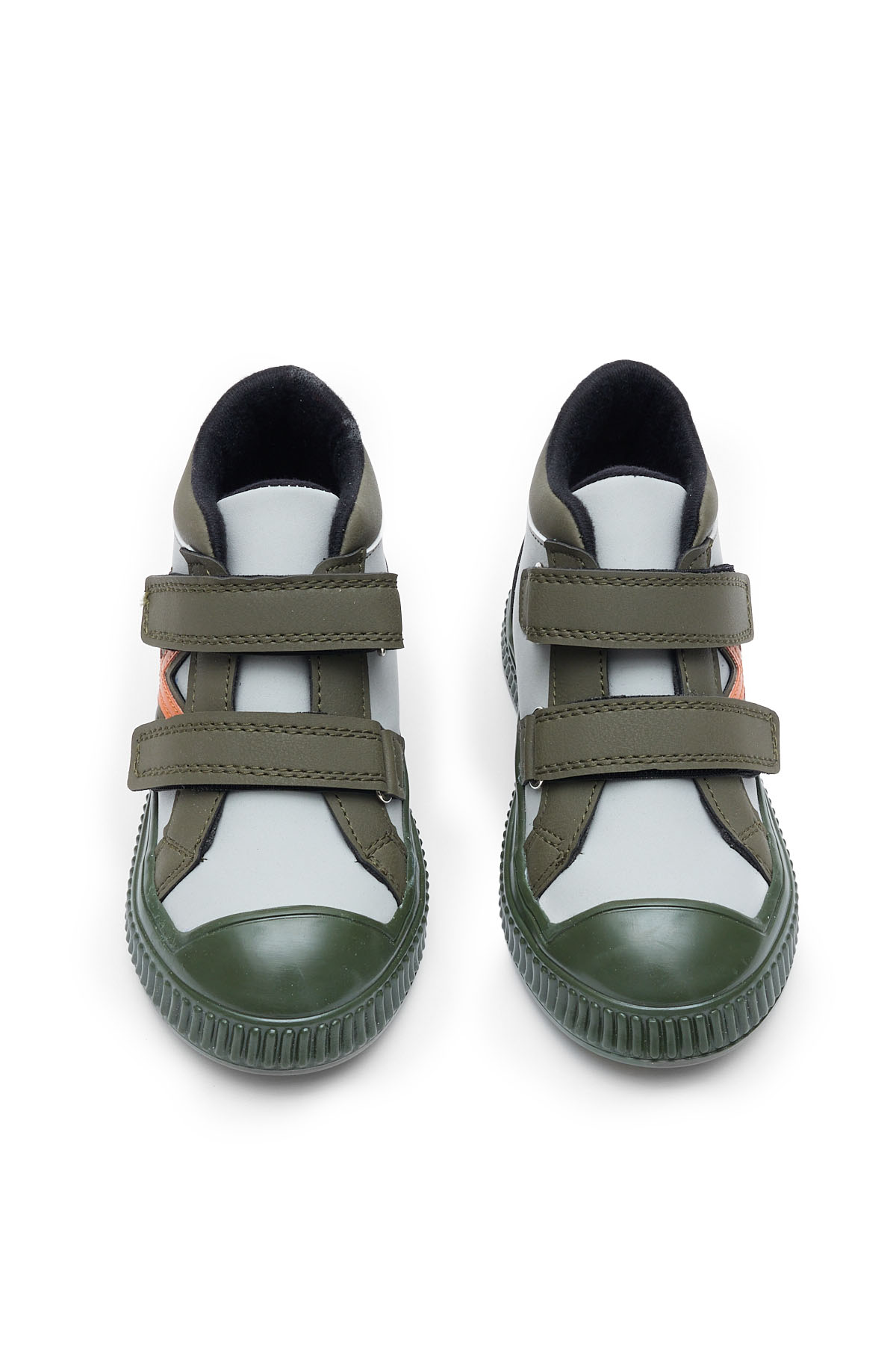 Çocuk Unisex Haki Esnek Termo Taban Çift Cırtlı Şerit Desenli Spor Kısa Bot - Görsel 5