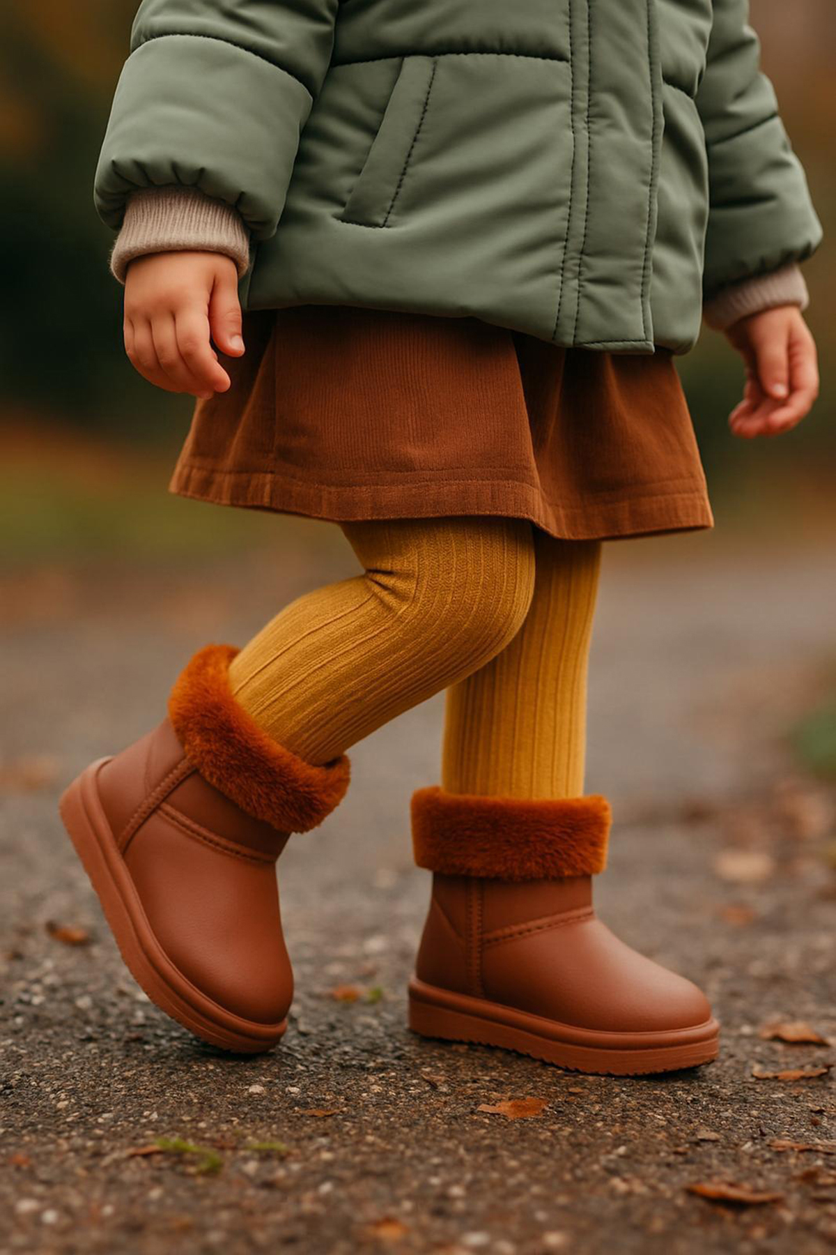 Kız Çocuk Kahve İçi Kürklü Sıcak Astarlı Çocuk PVC Bot - Görsel 2