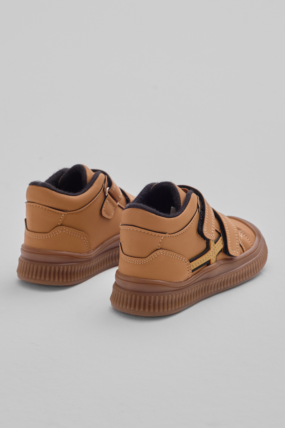 Çocuk Unisex Camel Esnek Termo Taban Çift Cırtlı Şerit Desenli Spor Kısa Bot - Görsel 5