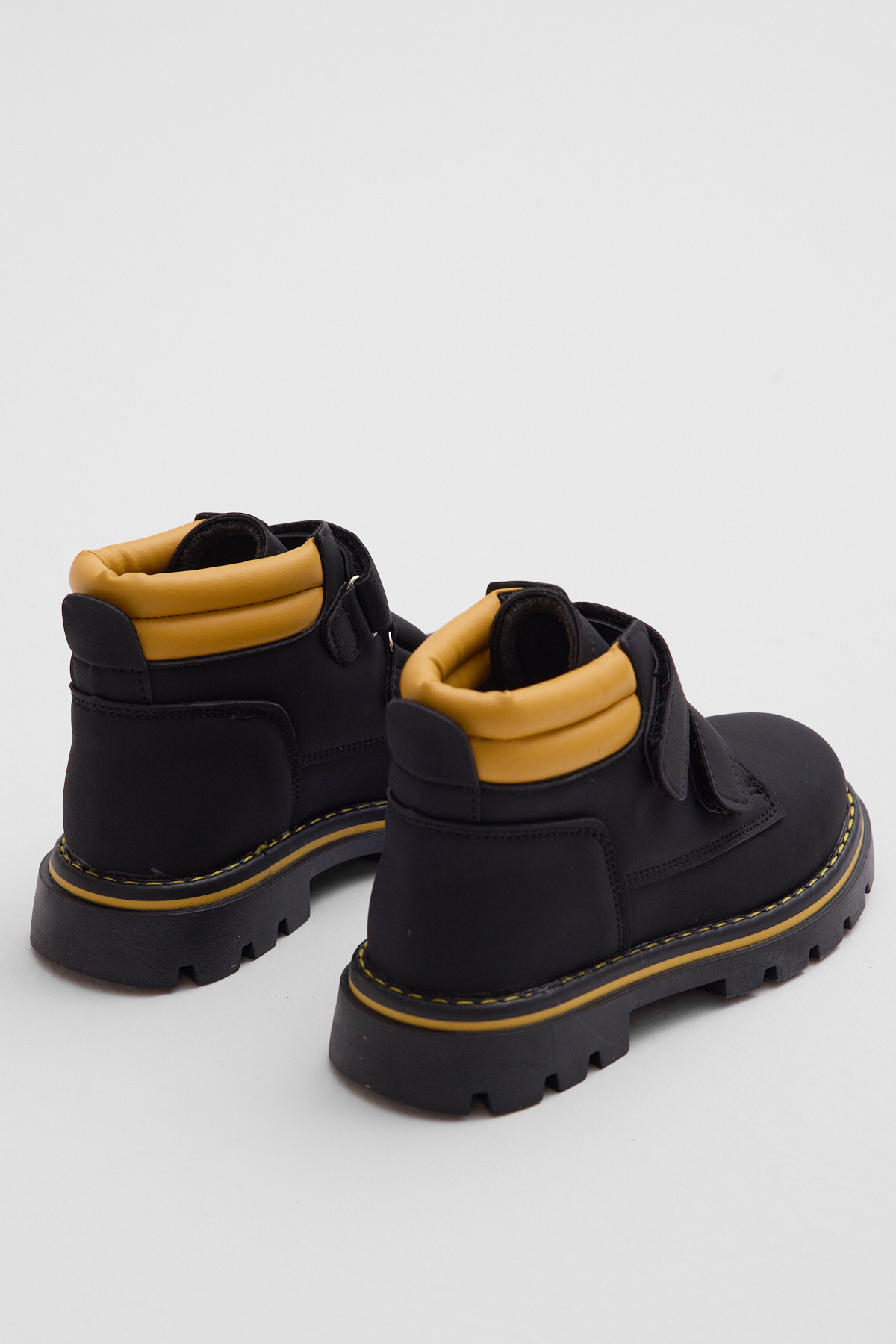 Çocuk Unisex Siyah Sarı Kalın Termo Taban Sıcak Astarlı Çift Cırtlı Bot - Görsel 5