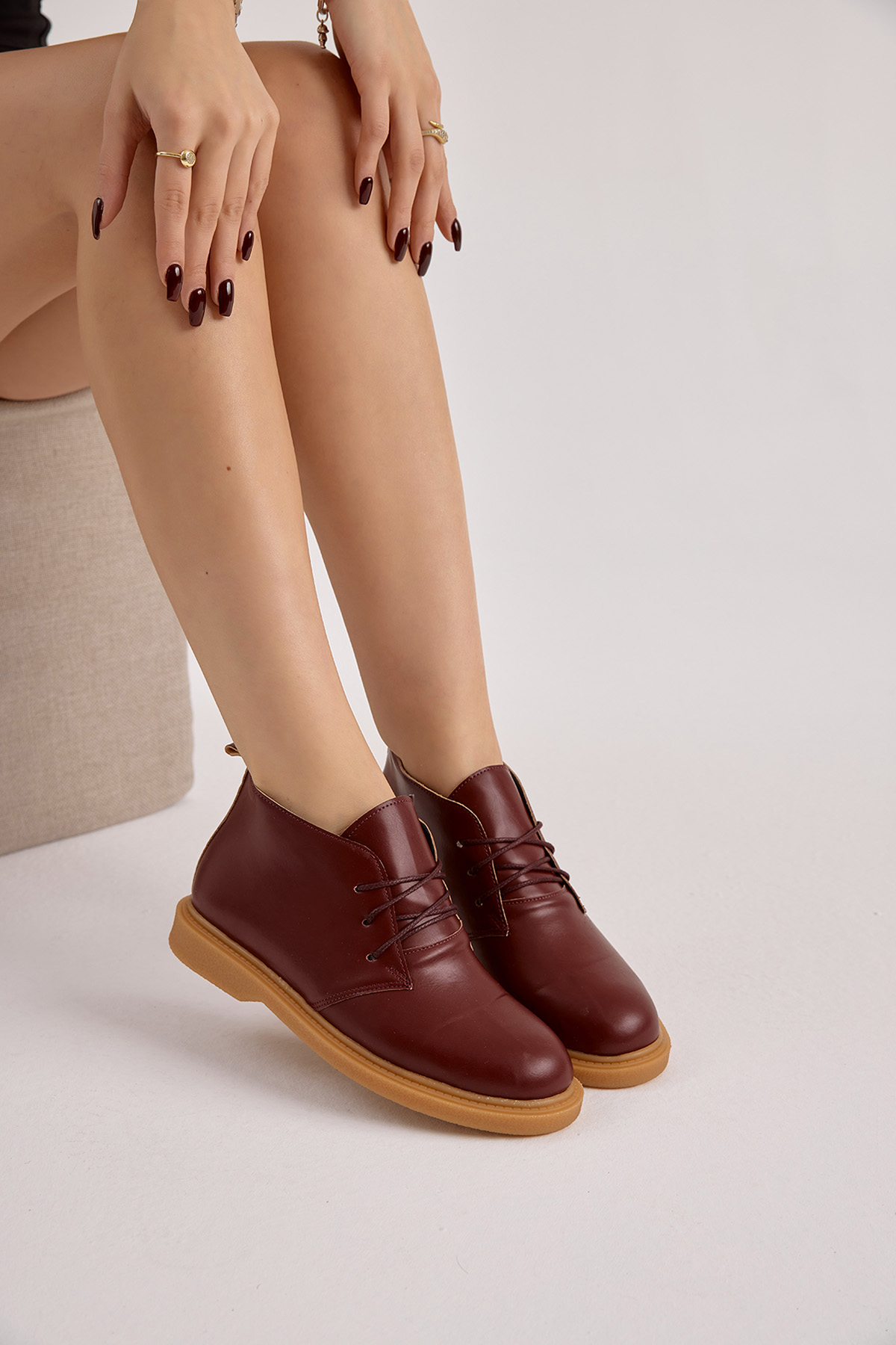 Kadın Bordo Termo Taban Bağcıklı Günlük Bot - Görsel 3