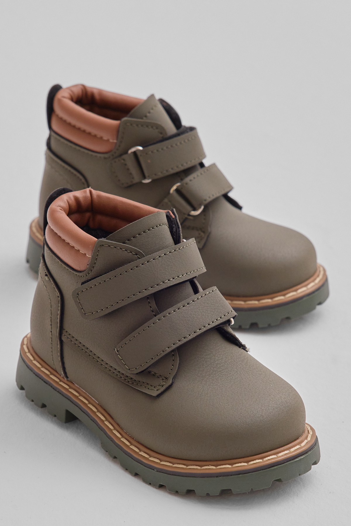 Çocuk Unisex Haki Kalın Termo Taban Sıcak Astarlı Çift Cırtlı Bot - Görsel 3