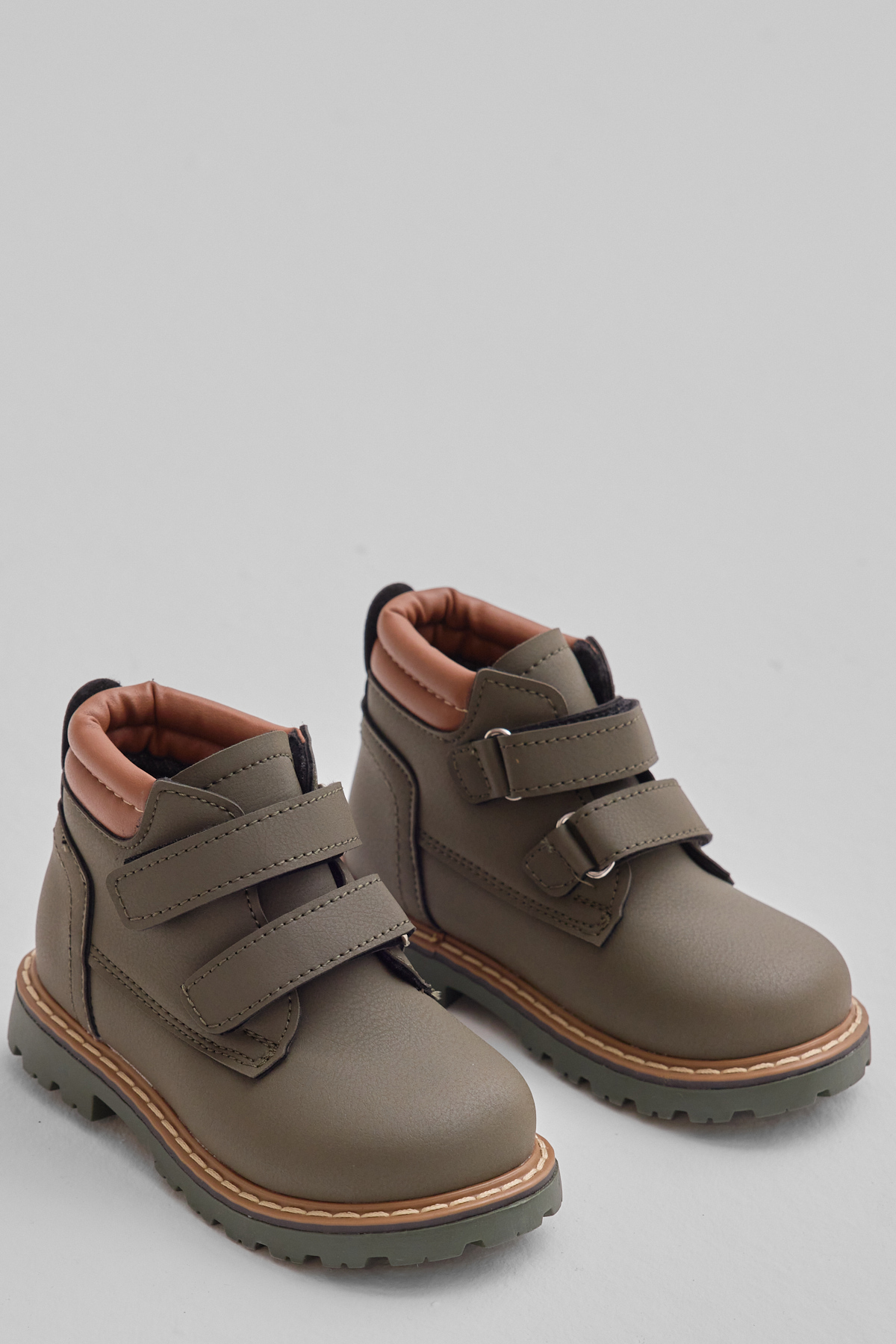 Çocuk Unisex Haki Kalın Termo Taban Sıcak Astarlı Çift Cırtlı Bot - Görsel 4