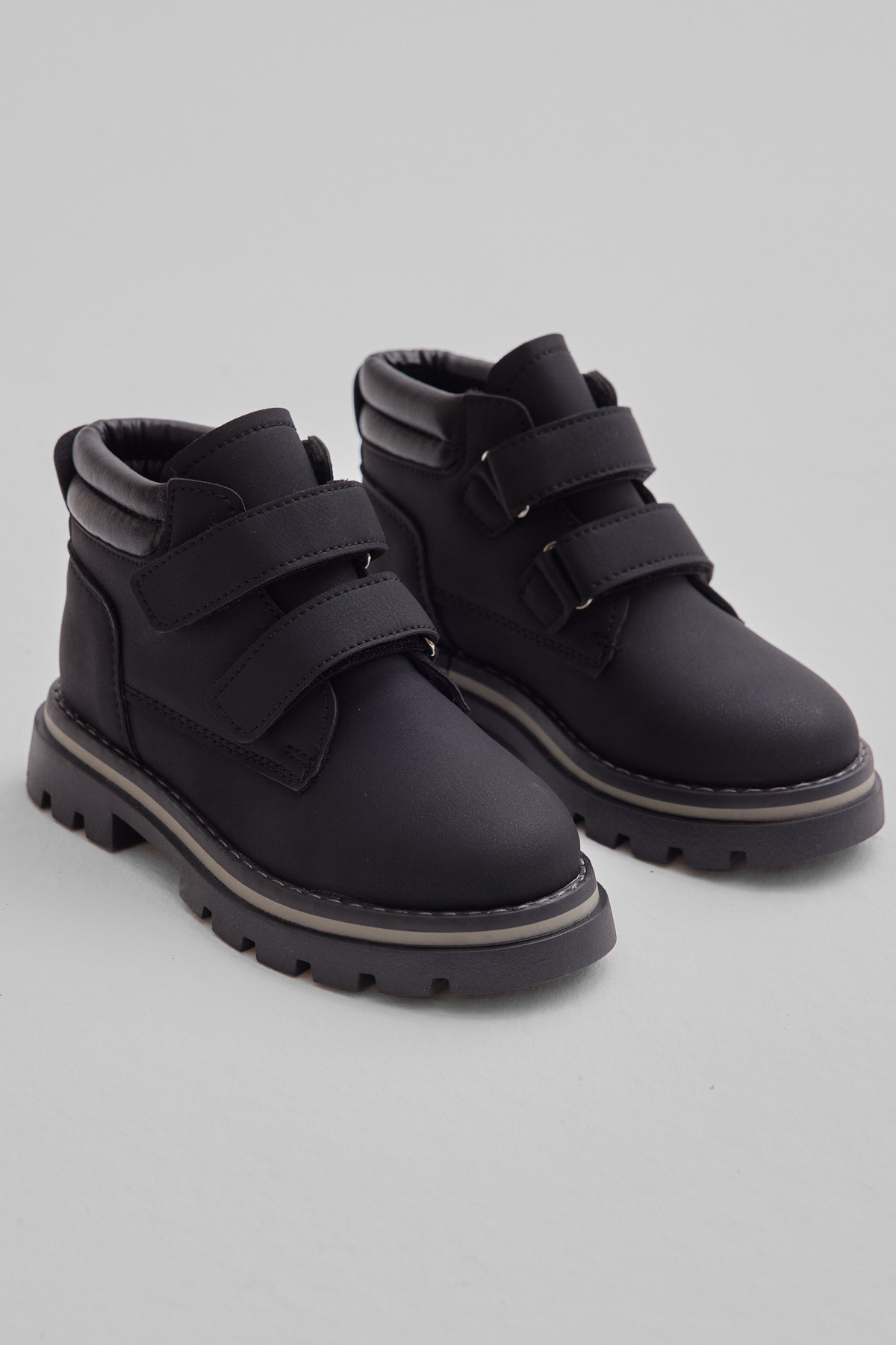 Çocuk Unisex Siyah Siyah Kalın Termo Taban Sıcak Astarlı Çift Cırtlı Bot - Görsel 4