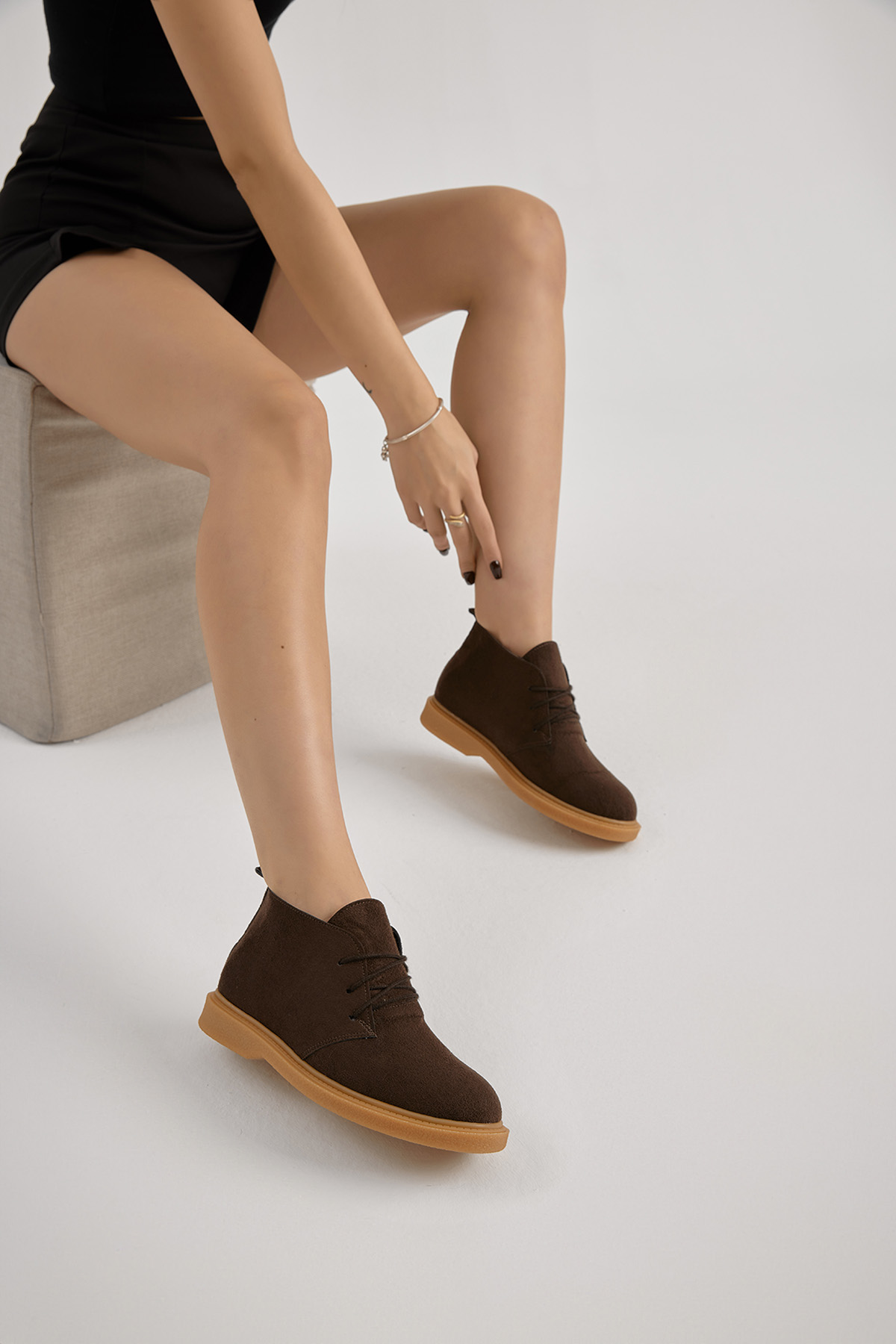 Kadın Kahve Süet Termo Taban Bağcıklı Günlük Bot - Görsel 3