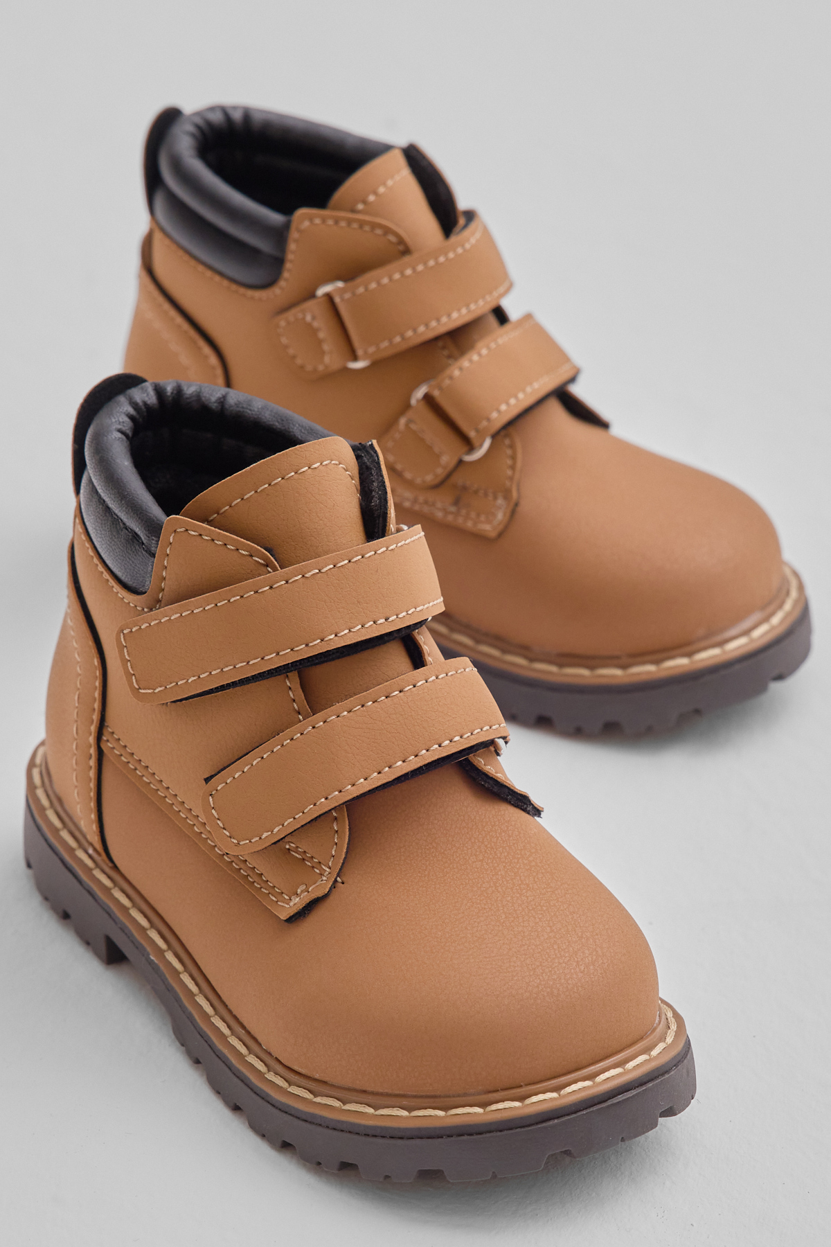 Çocuk Unisex Camel Kalın Termo Taban Sıcak Astarlı Çift Cırtlı Bot - Görsel 3