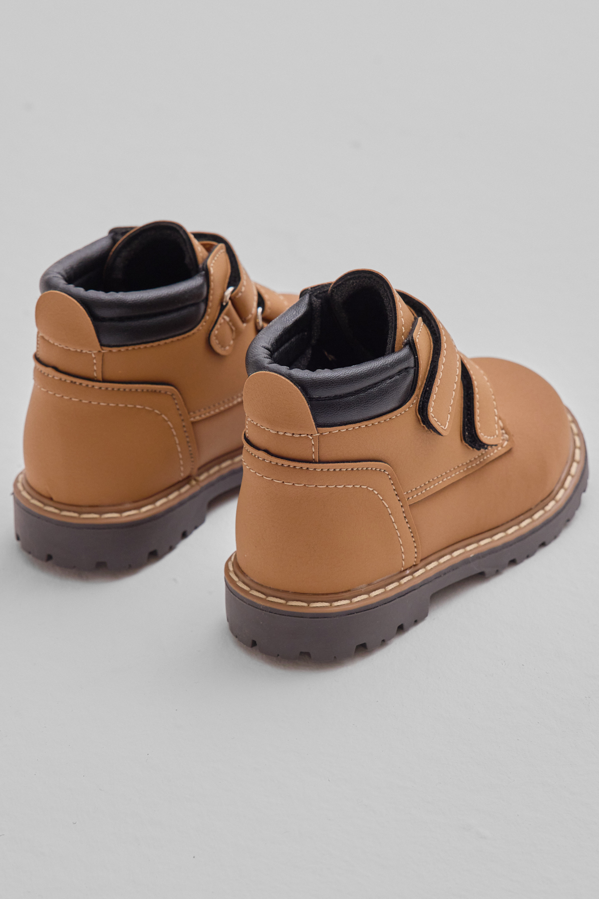 Çocuk Unisex Camel Kalın Termo Taban Sıcak Astarlı Çift Cırtlı Bot - Görsel 5