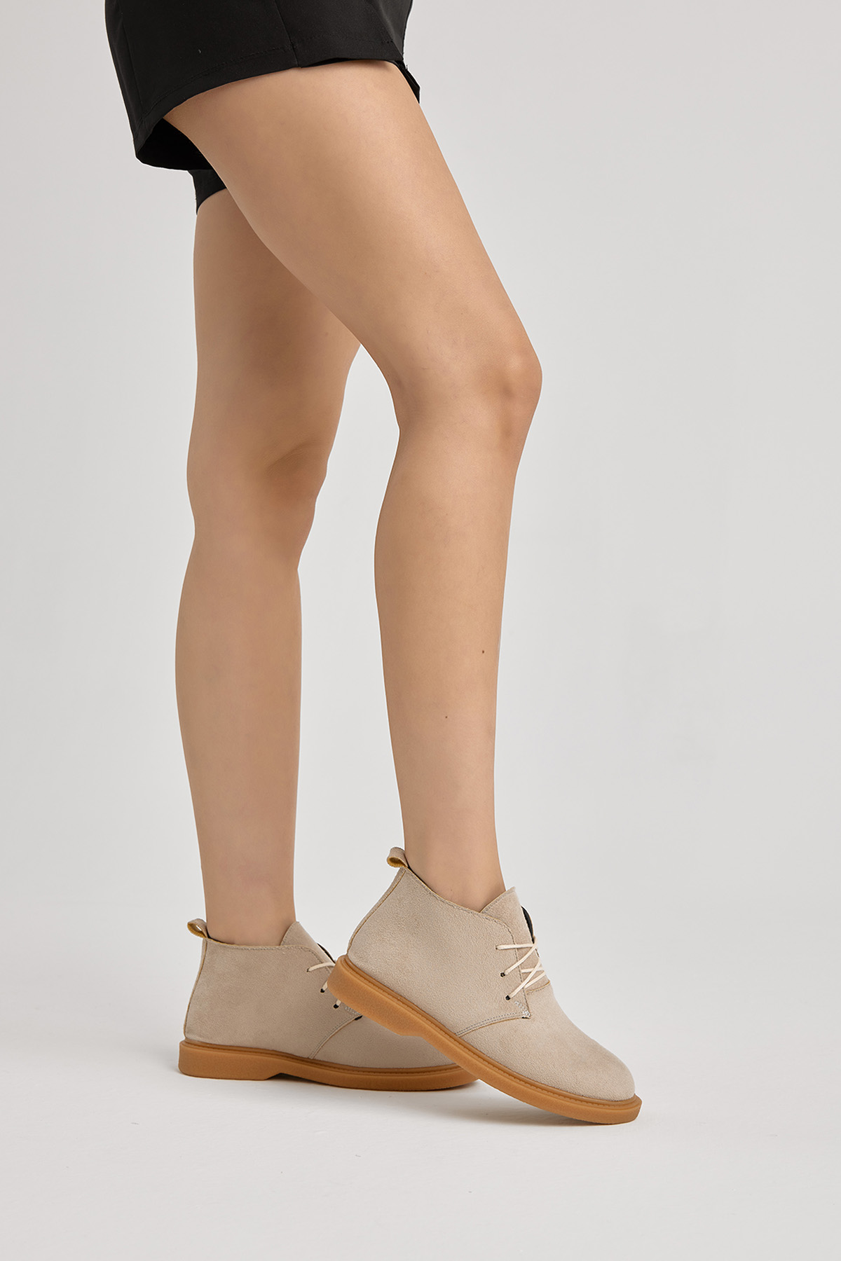 Kadın Bej Süet Termo Taban Bağcıklı Günlük Bot - Görsel 4