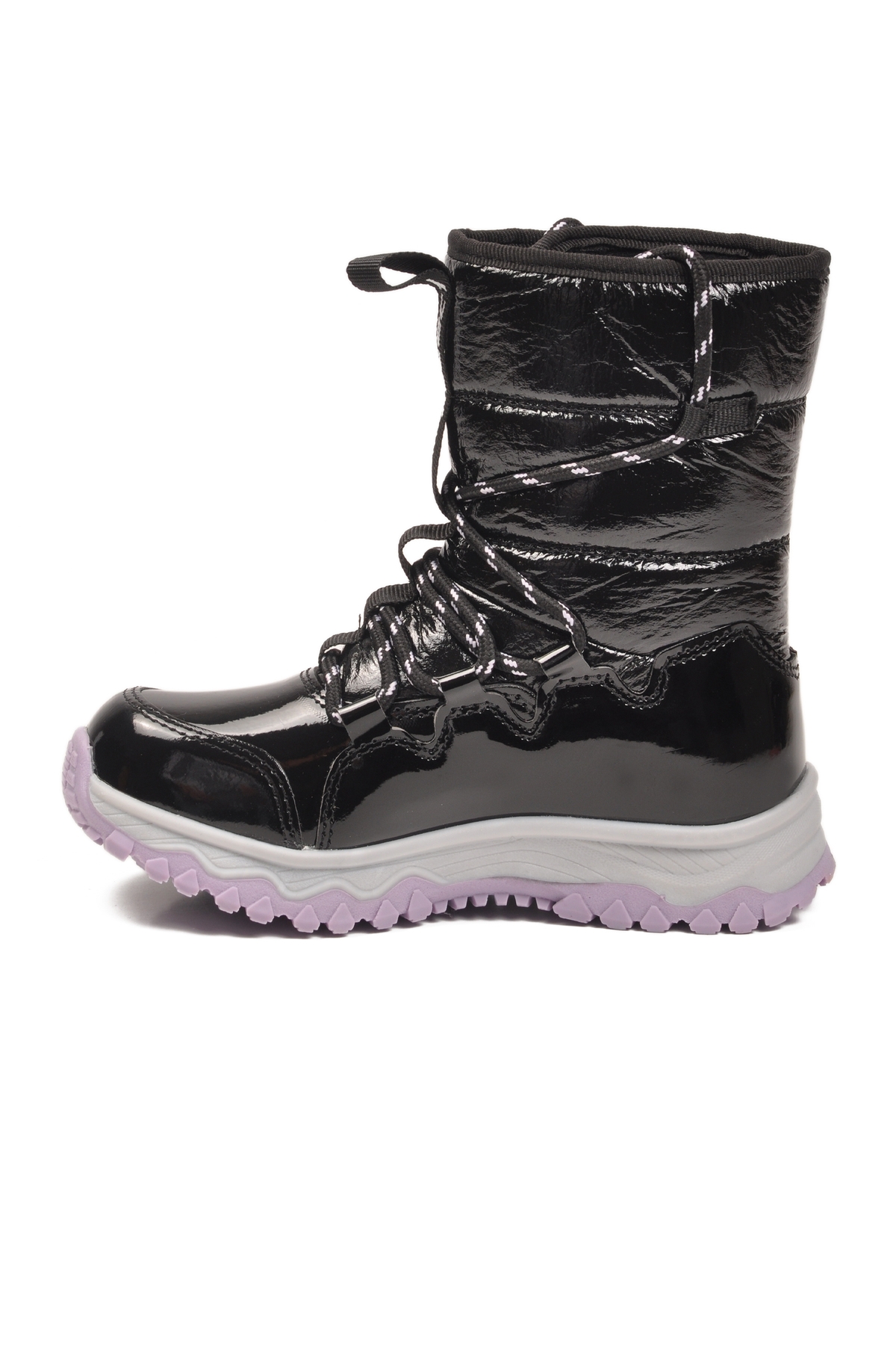 Siyah Lila Kaymaz Taban İçi Polarlı Kız Çocuk Kar Botu 24081 F - Görsel 5
