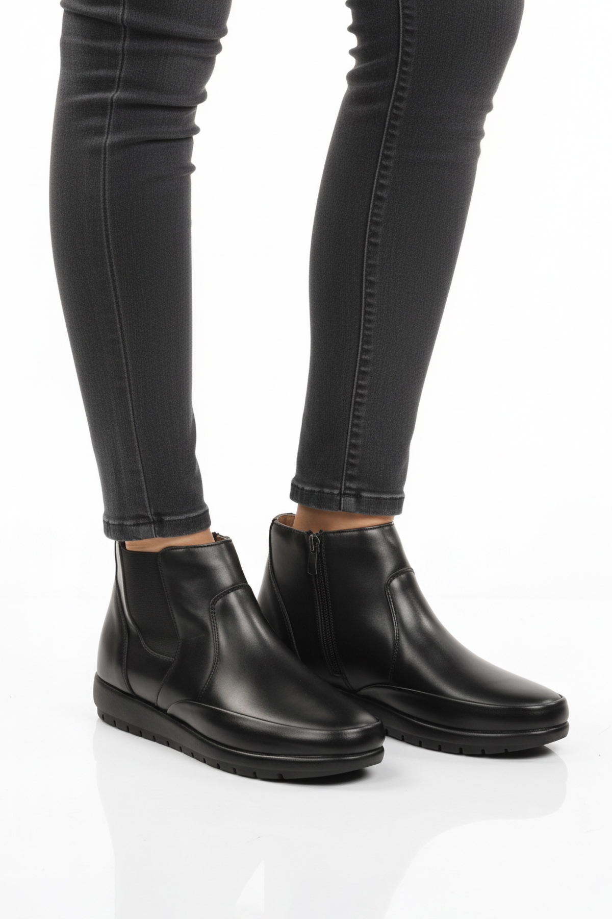Siyah Jel Taban Anatomik Fermuarlı Kadın Bot 303 Bot Z - Görsel 2