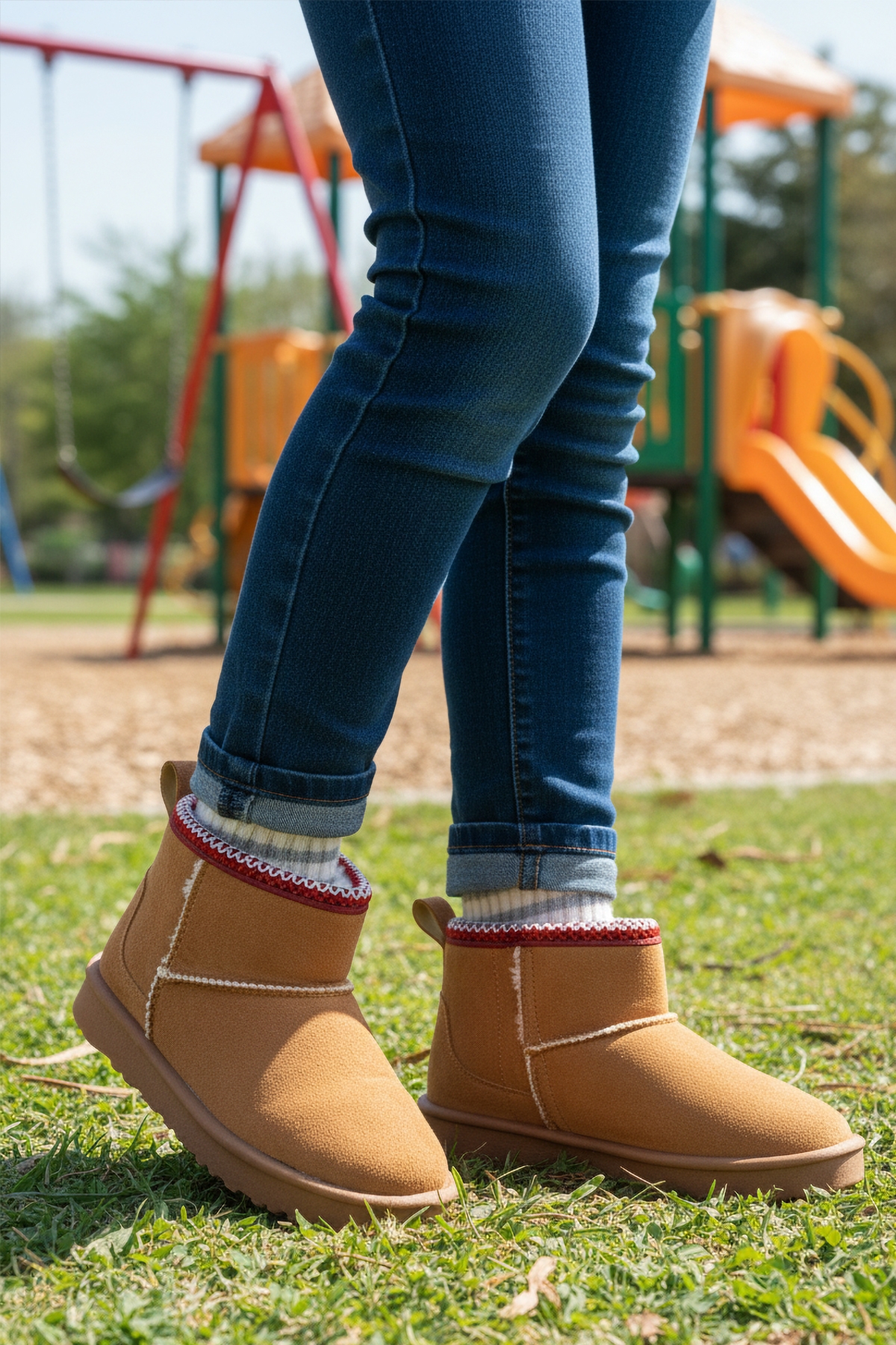 Taba Süet İçi Kürklü Soğuğa Dirençli Kız Çocuk Bot Ugy F - Görsel 4