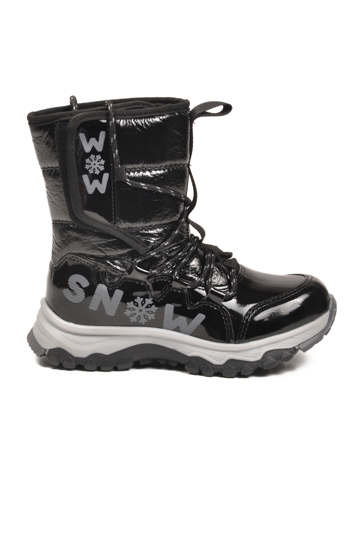 Siyah Kaymaz Taban İçi Polarlı Kız Çocuk Kar Botu 24081 F - Görsel 3