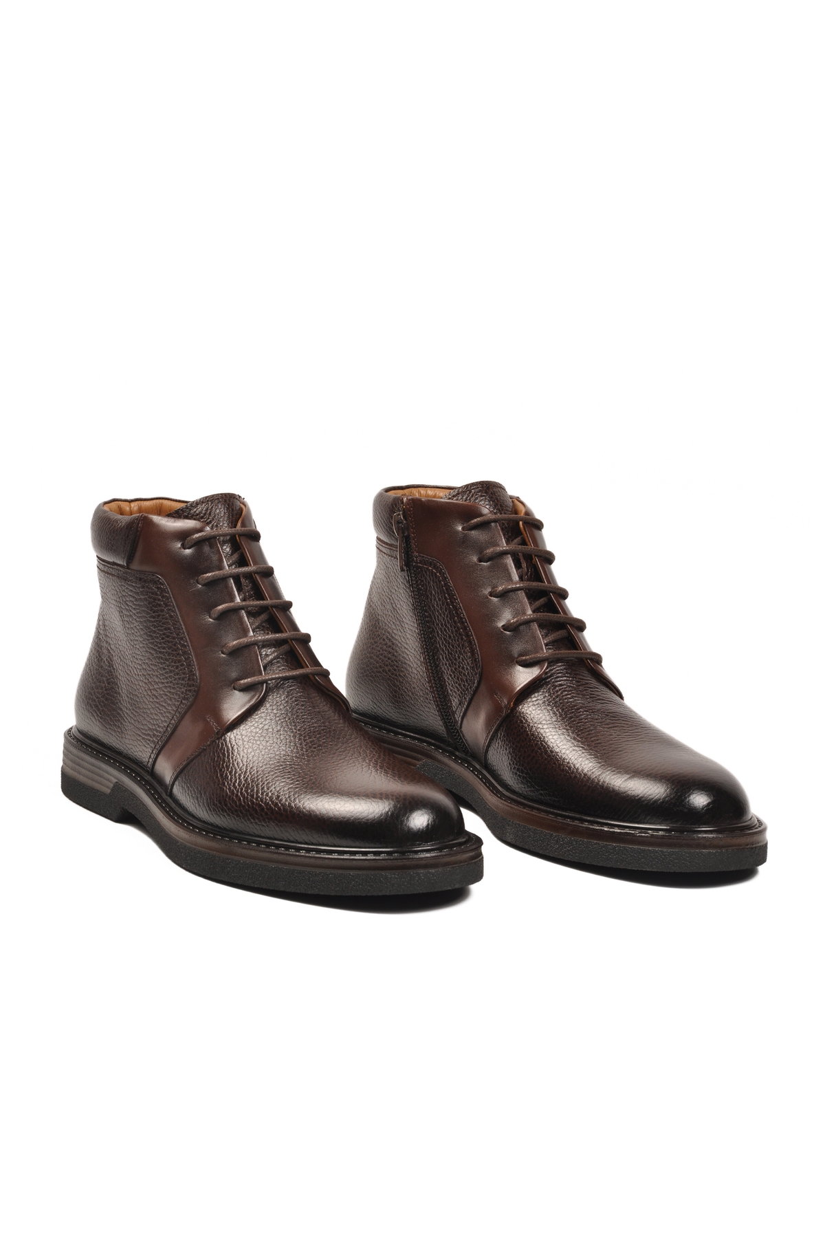 Kahve İçi Dışı Hakiki Deri Fermuarlı Erkek Bot 2112 M - Görsel 4