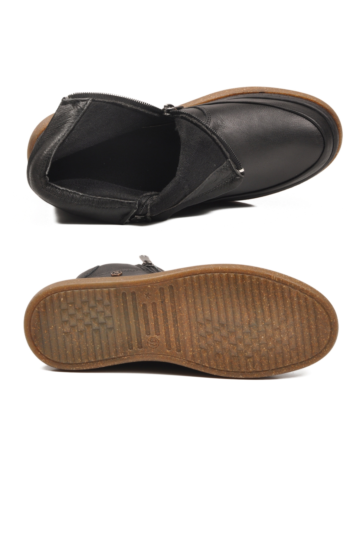 Siyah Hakiki Deri İçi Polarlı Kaymaz Taban Kadın Bot 2707 Z - Görsel 6