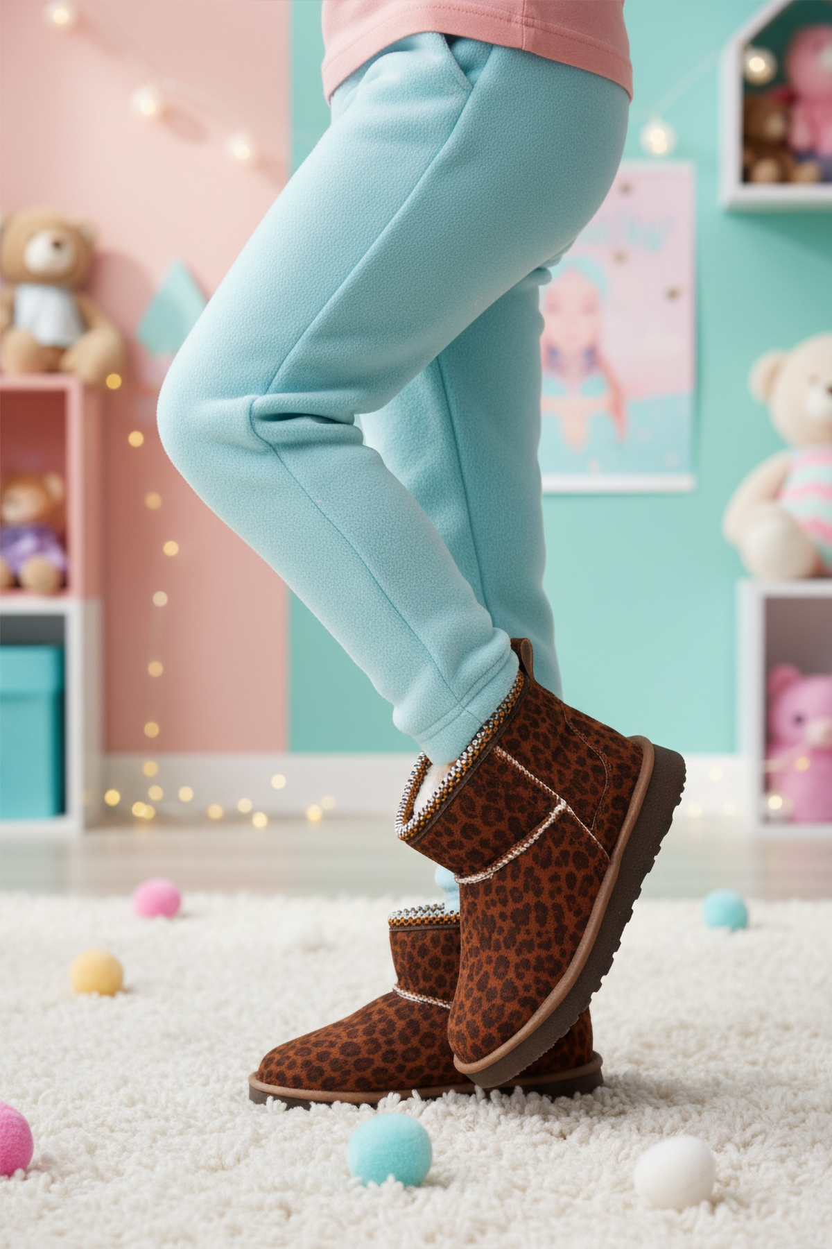 Leopar Süet İçi Kürklü Soğuğa Dirençli Kız Çocuk Bot Ugy F - Görsel 4