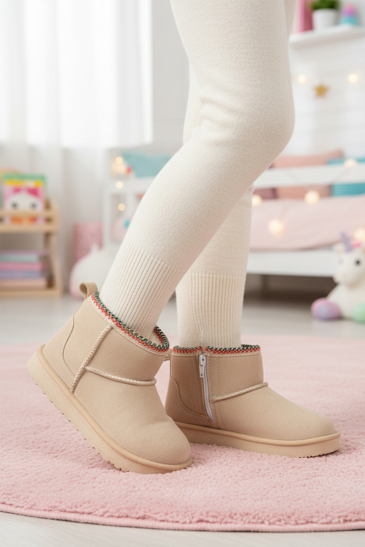 Bej Süet İçi Kürklü Soğuğa Dirençli Kız Çocuk Bot Ugy F - Görsel 4