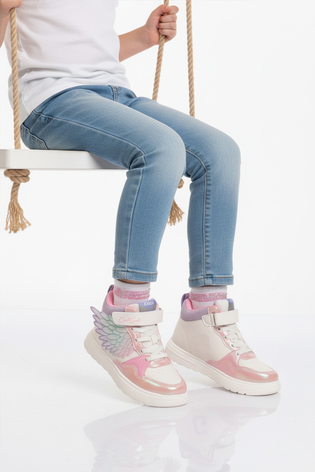 Somon Cırtlı Hafif Bilek Boy Kız Çocuk Spor Ayakkabı Helen F - Görsel 2