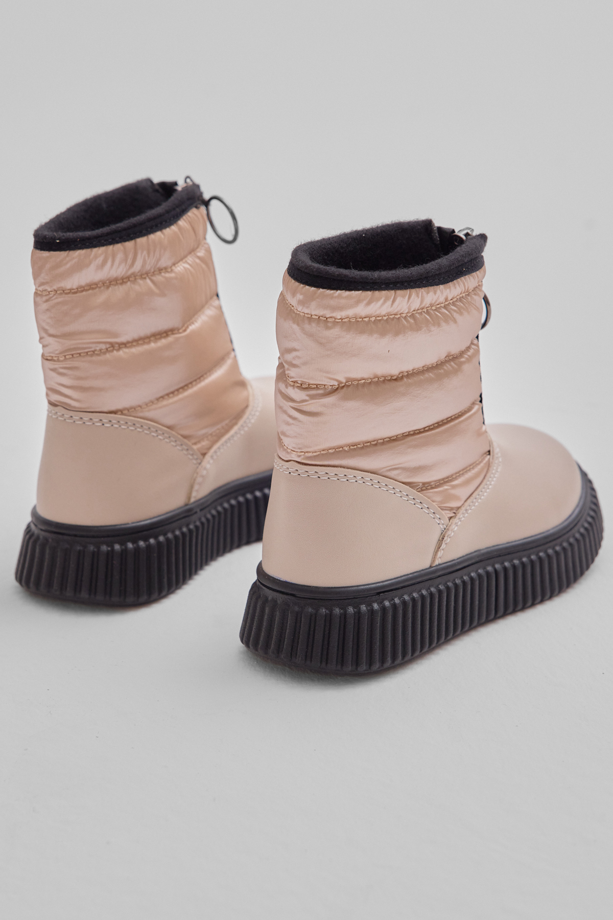 Çocuk Unisex Bej Esnek Termo Taban Sıcak Astarlı Önü Yazılı Fermuarlı Kar Botu - Görsel 5