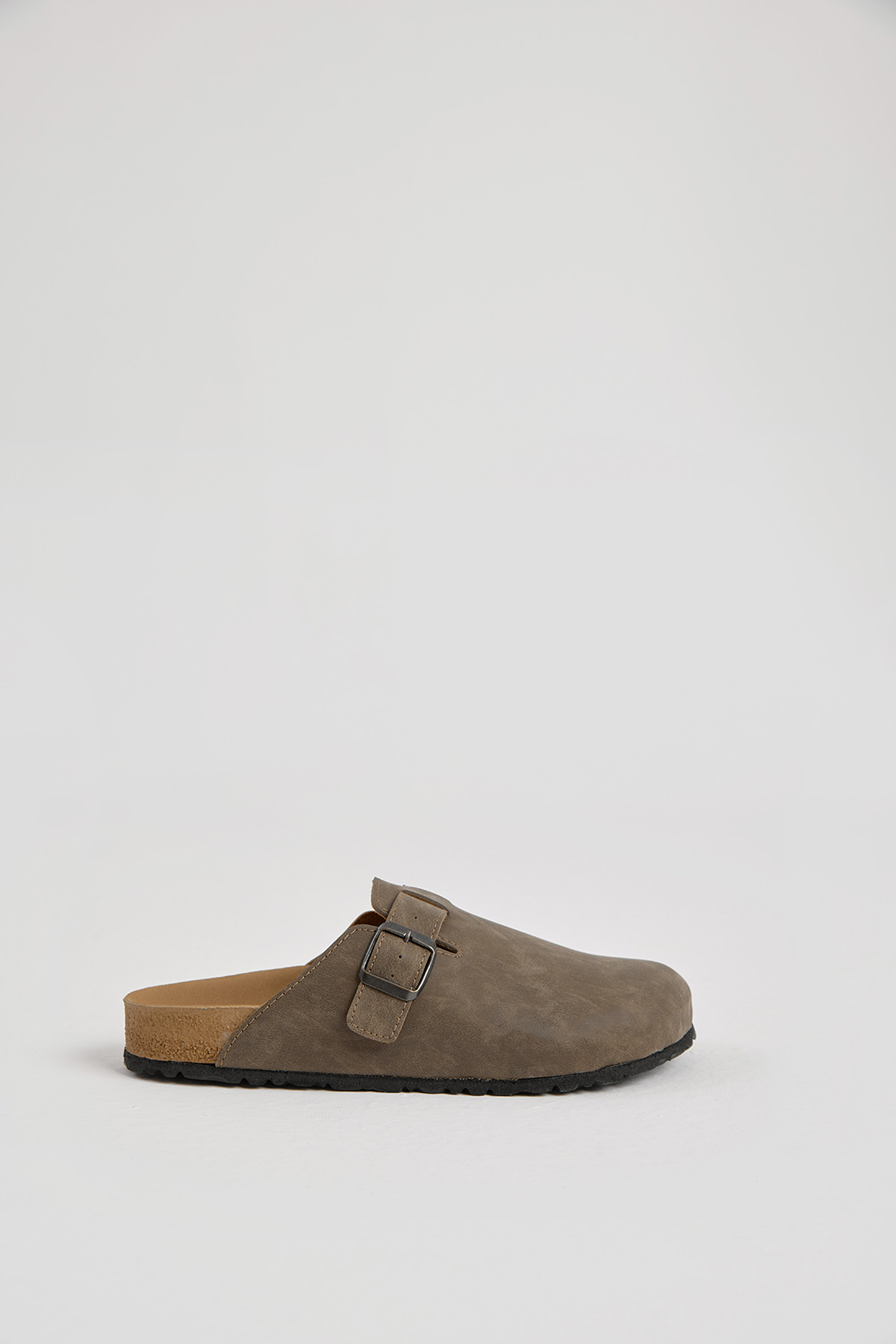 Erkek Vizon Kalın Poli Taban Tokalı Önü Kapalı Terlik - Görsel 2