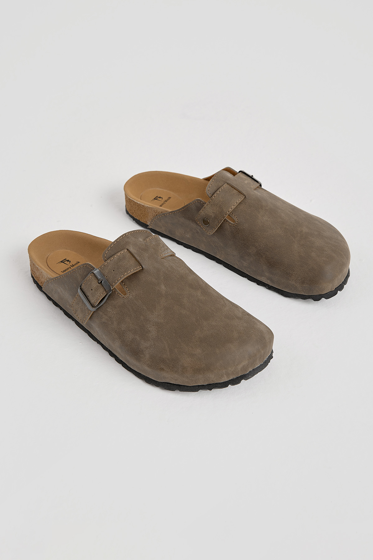 Erkek Vizon Kalın Poli Taban Tokalı Önü Kapalı Terlik - Görsel 3