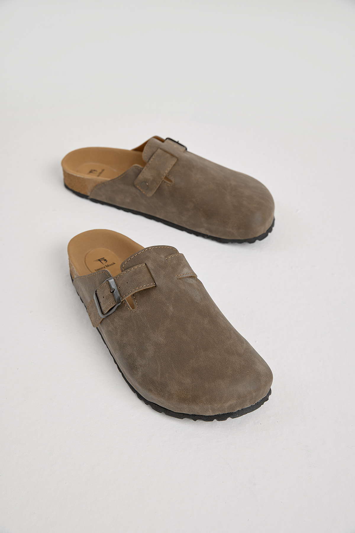 Erkek Vizon Kalın Poli Taban Tokalı Önü Kapalı Terlik - Görsel 4