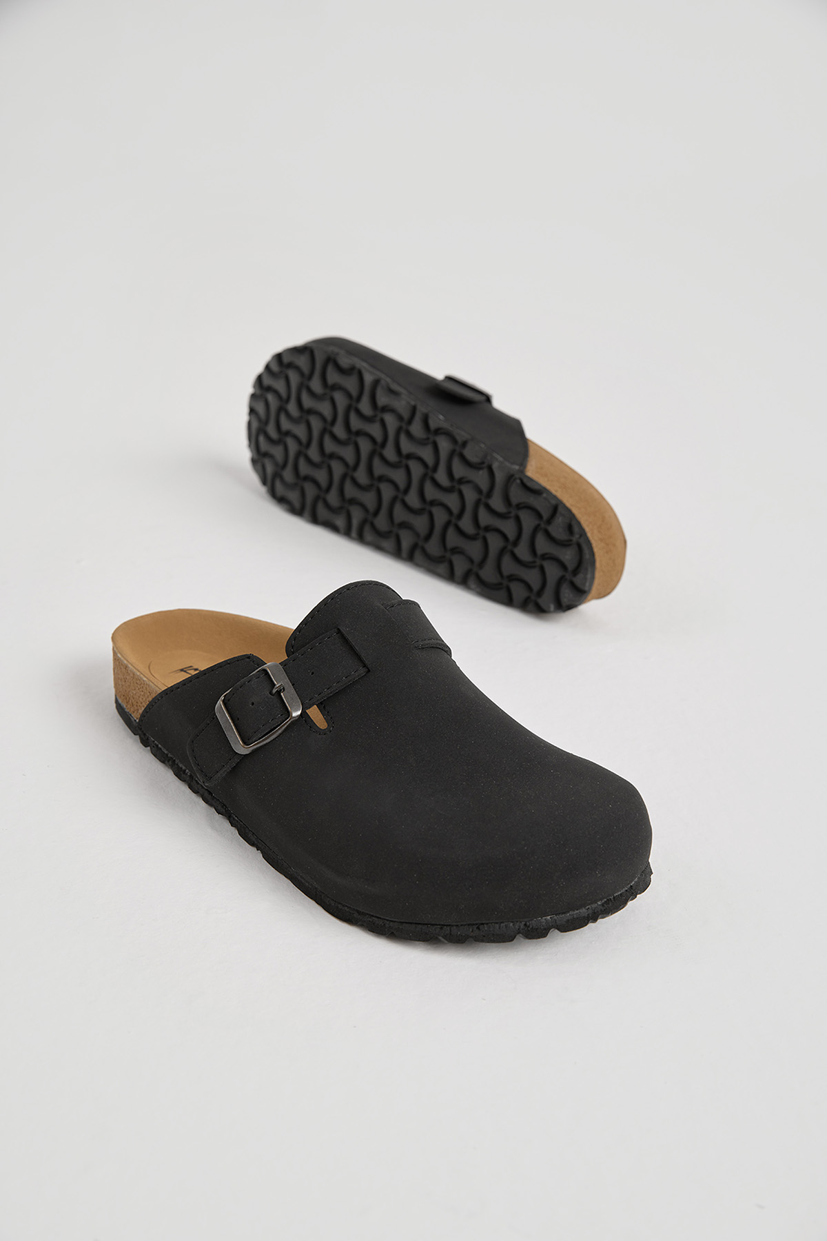 Erkek Siyah Kalın Poli Taban Tokalı Önü Kapalı Terlik - Görsel 5