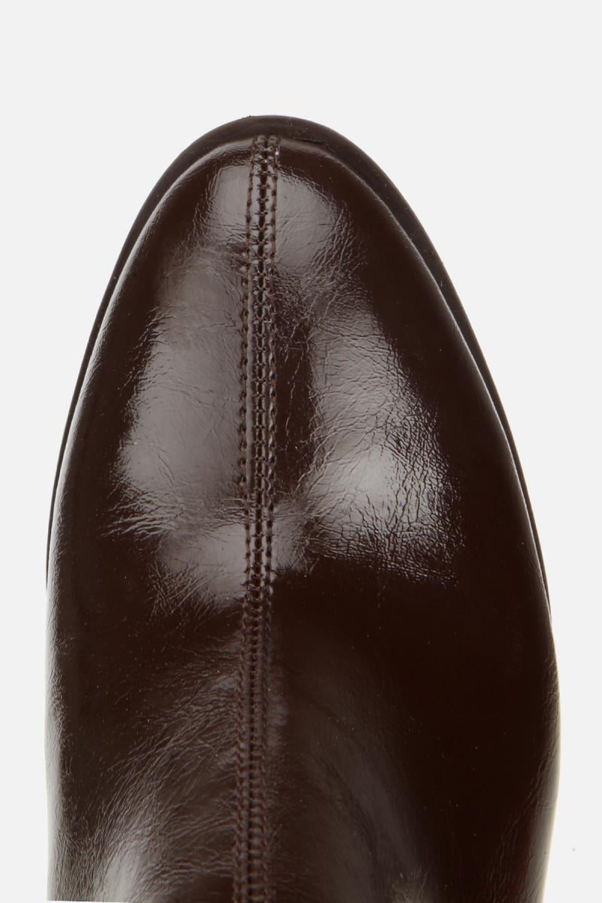 Kadın Rugan Kahverengi Fermuarlı Kalın Topuklu Bot - Görsel 6