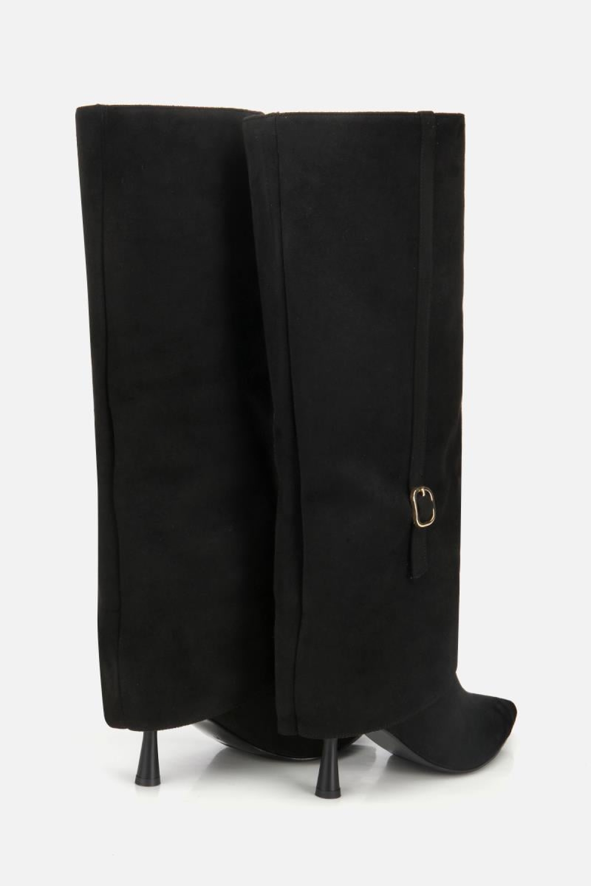 Kadın Süet Siyah Pantolon Görünümlü İnce Kemerli Topuklu Çizme - Görsel 5