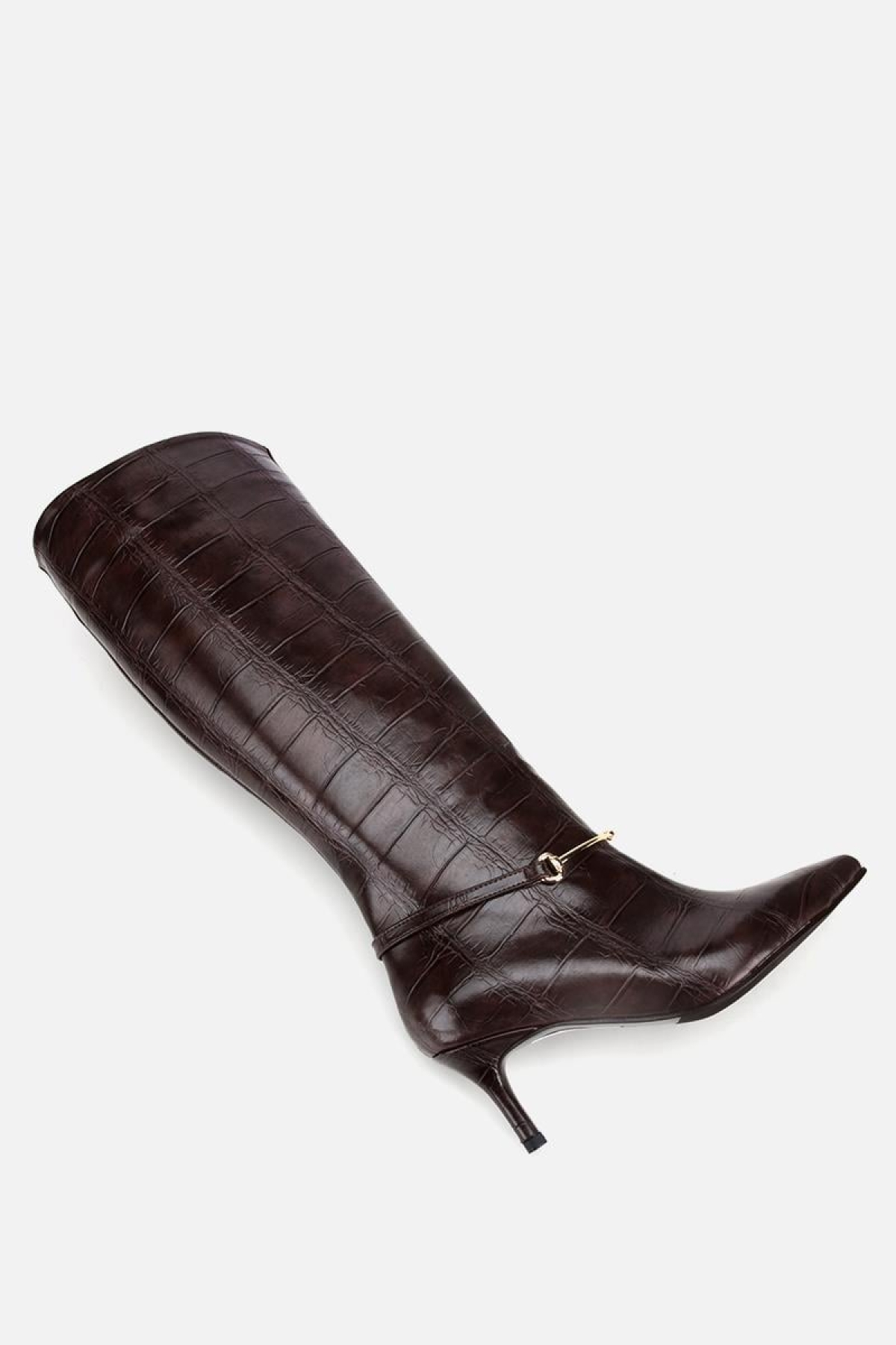 Kadın Kahverengi İnce Kemerli Tokalı Topuklu Çizme - Görsel 7