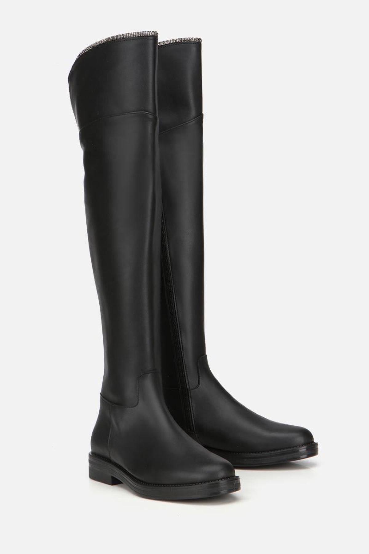 Kadın Siyah Taşlı Düz Çizme - Görsel 3