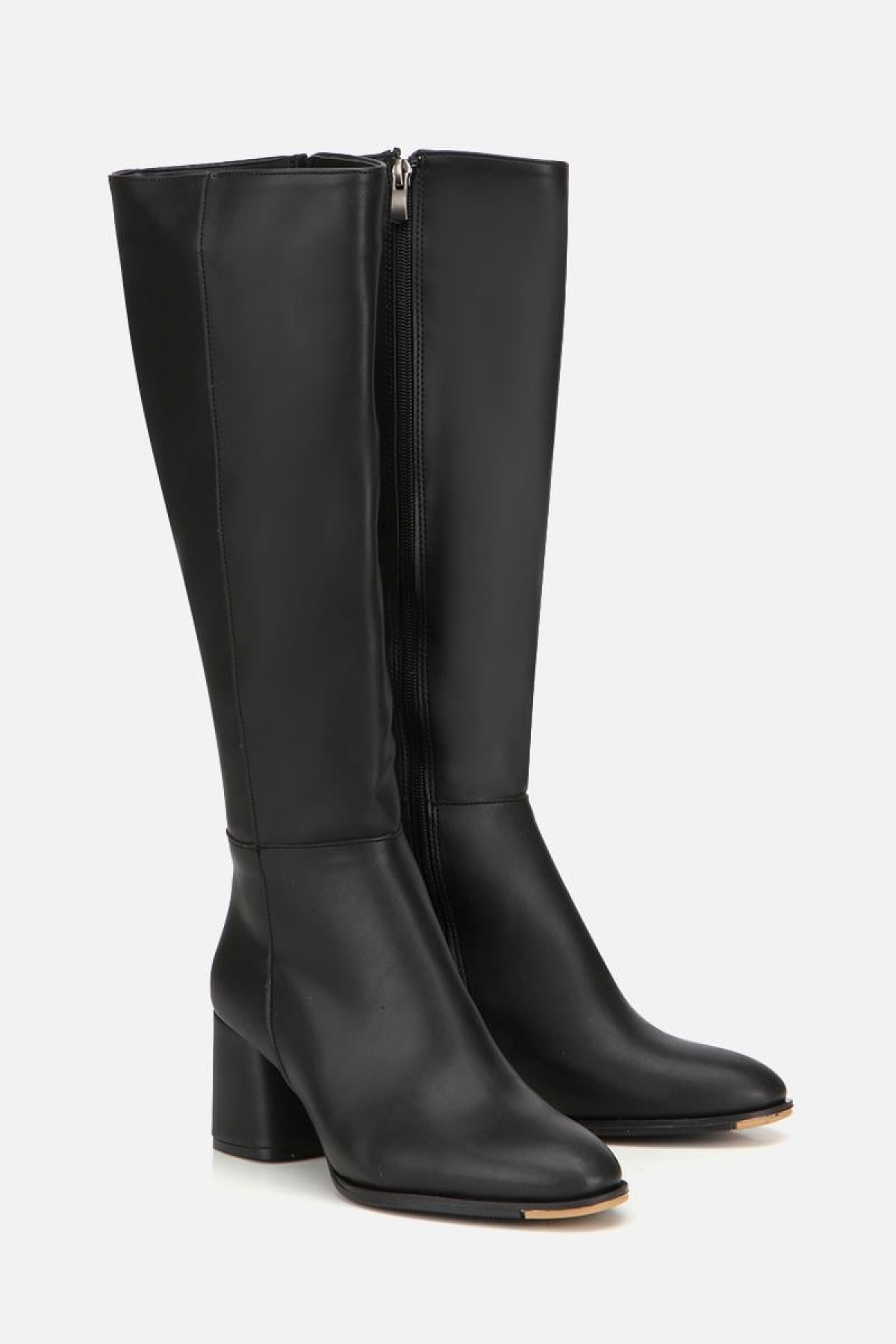 Kadın Siyah Dikiş Detaylı Topuklu Çizme - Görsel 3