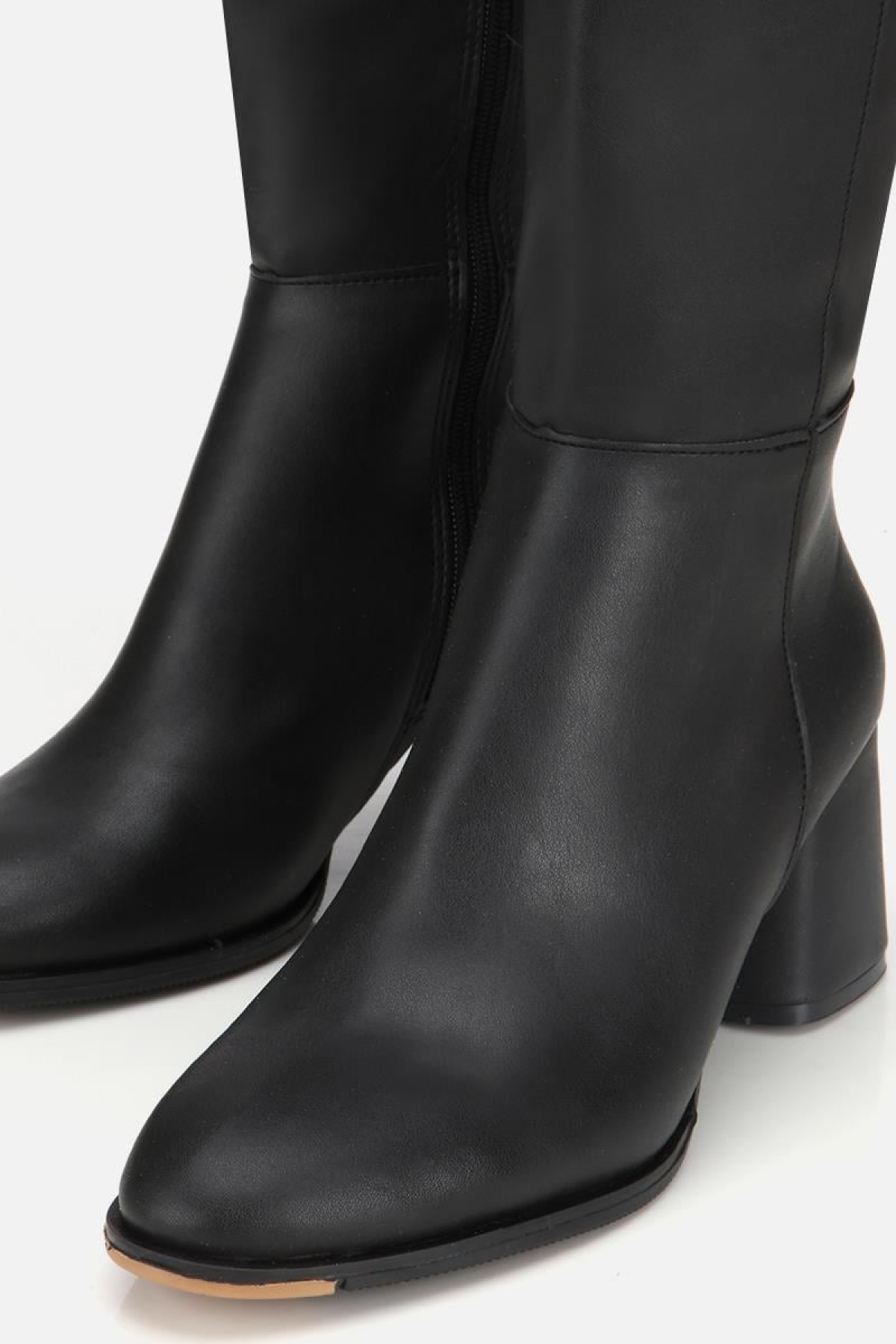 Kadın Siyah Dikiş Detaylı Topuklu Çizme - Görsel 5