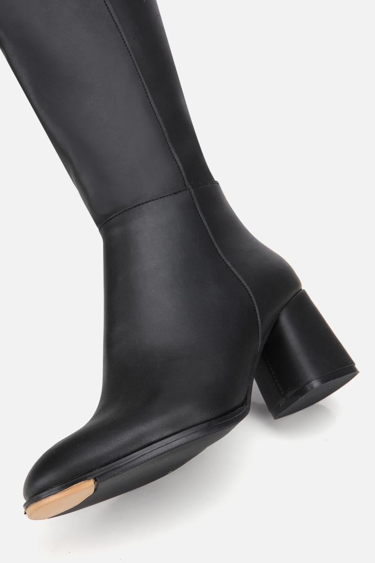 Kadın Siyah Dikiş Detaylı Topuklu Çizme - Görsel 7
