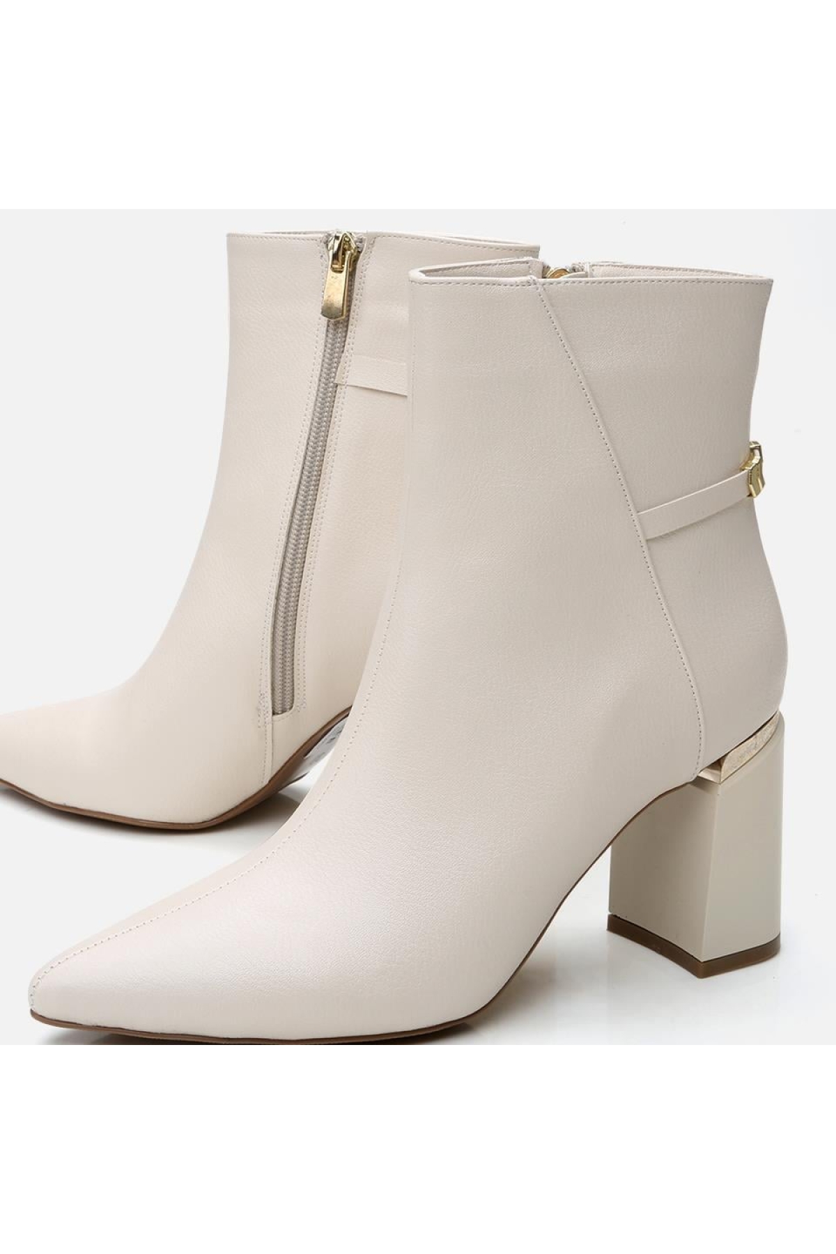 Kadın Kemik Fermuarlı Kalın Topuklu Bot - Görsel 5