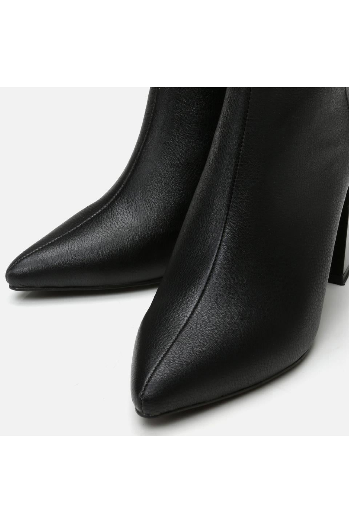 Kadın Siyah Fermuarlı Kalın Topuklu Bot - Görsel 5