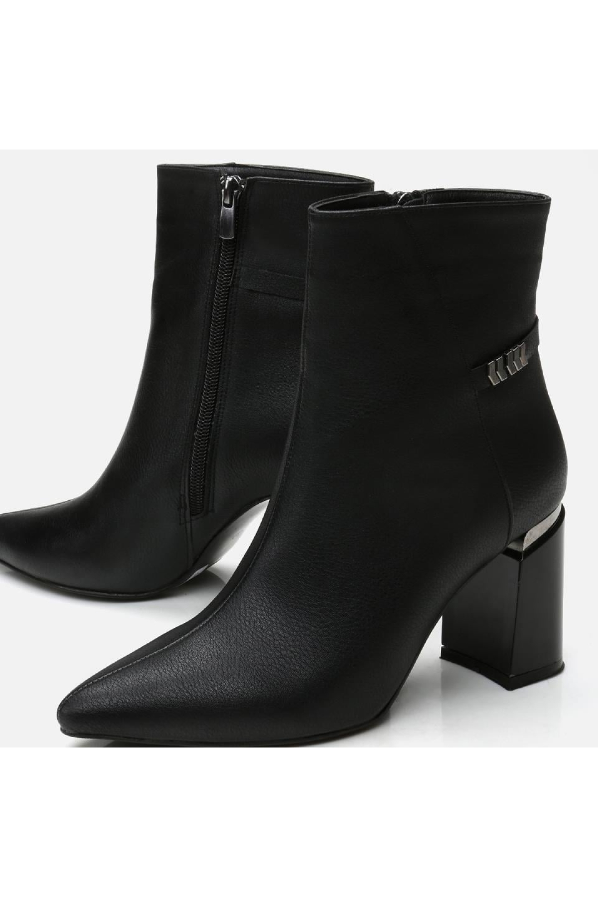 Kadın Siyah Fermuarlı Kalın Topuklu Bot - Görsel 7