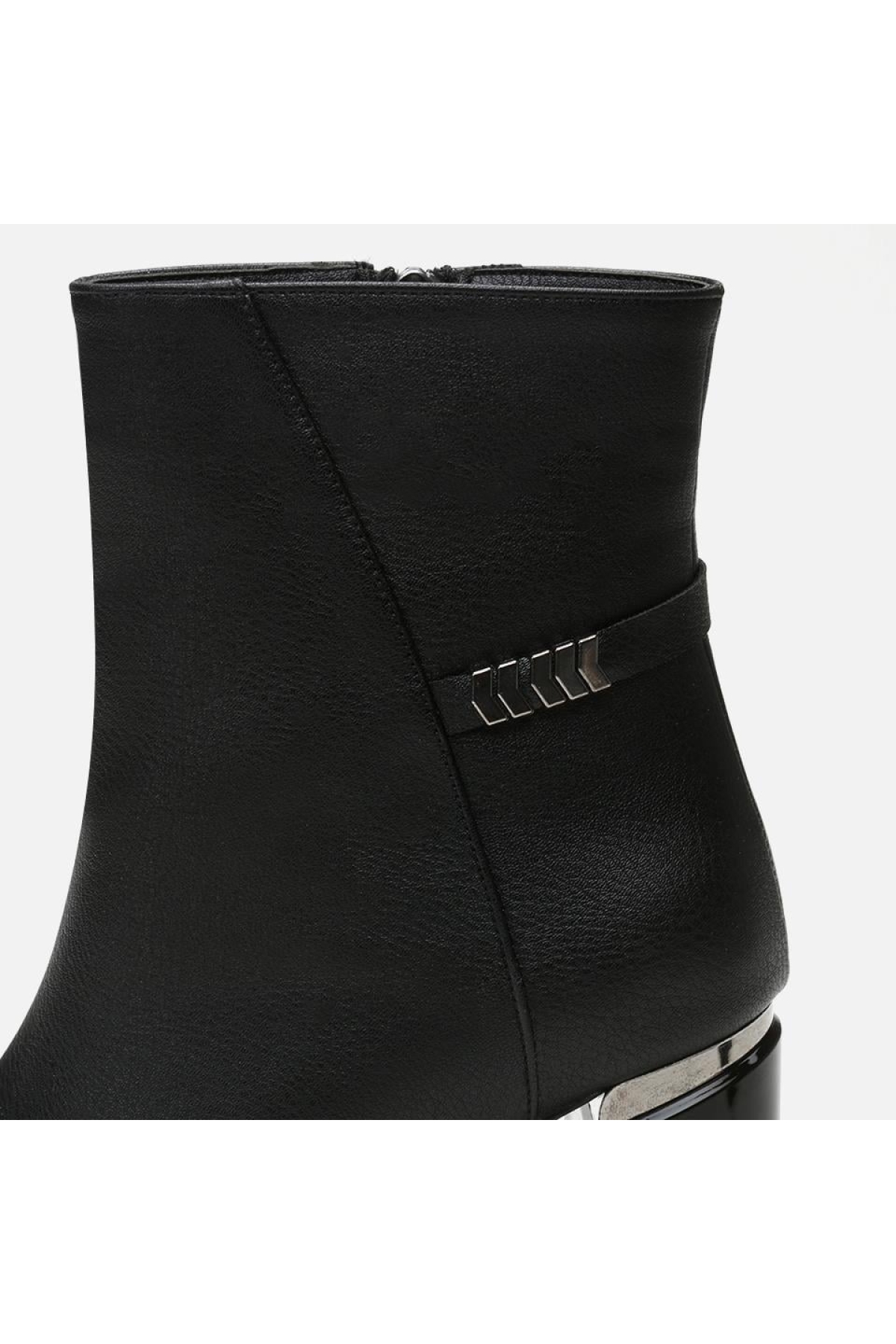Kadın Siyah Fermuarlı Kalın Topuklu Bot - Görsel 8