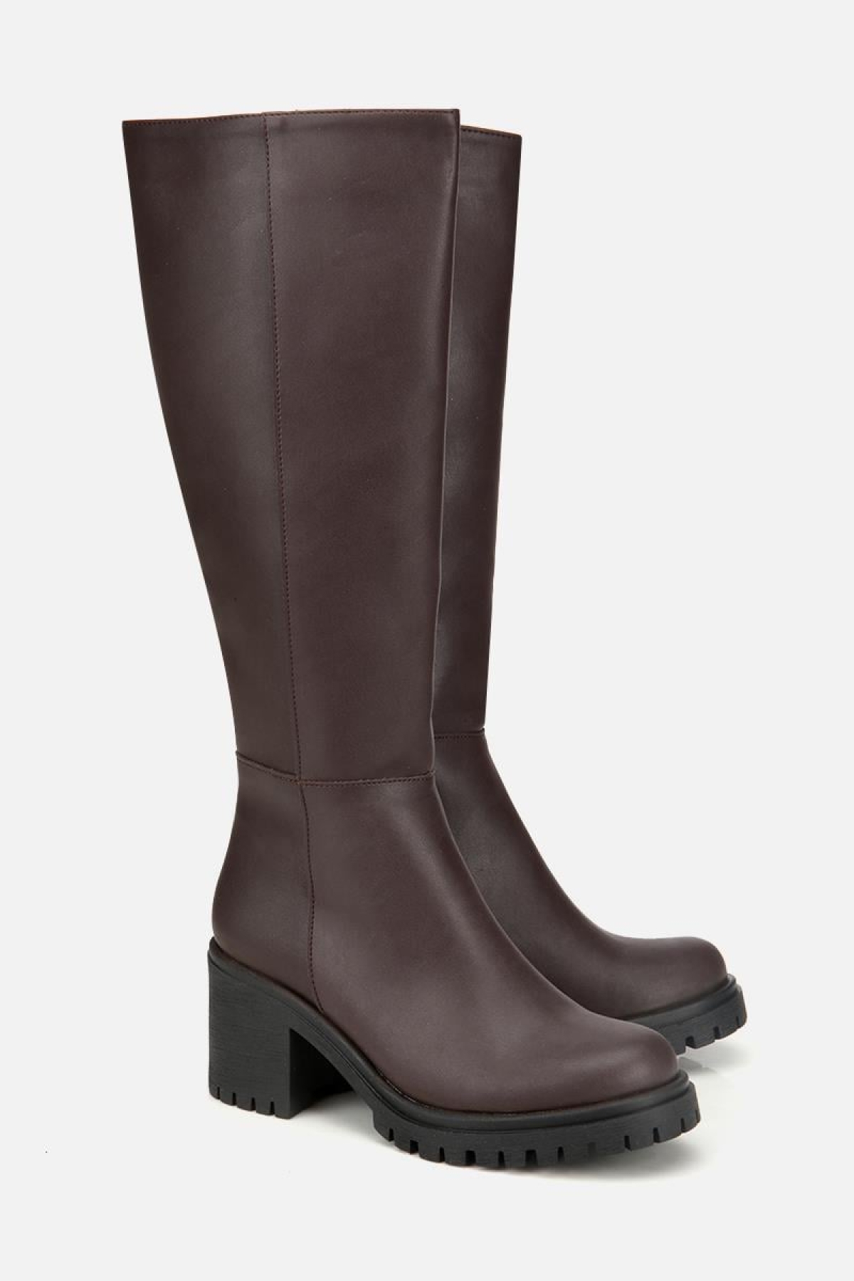 Kadın Kahverengi Kalın Tabanlı Topuklu Çizme - Görsel 3