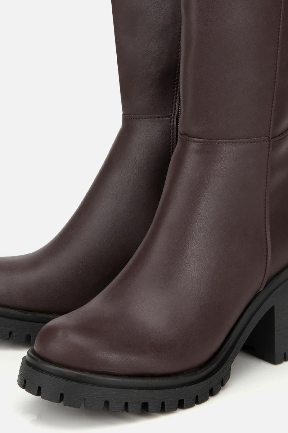 Kadın Kahverengi Kalın Tabanlı Topuklu Çizme - Görsel 4