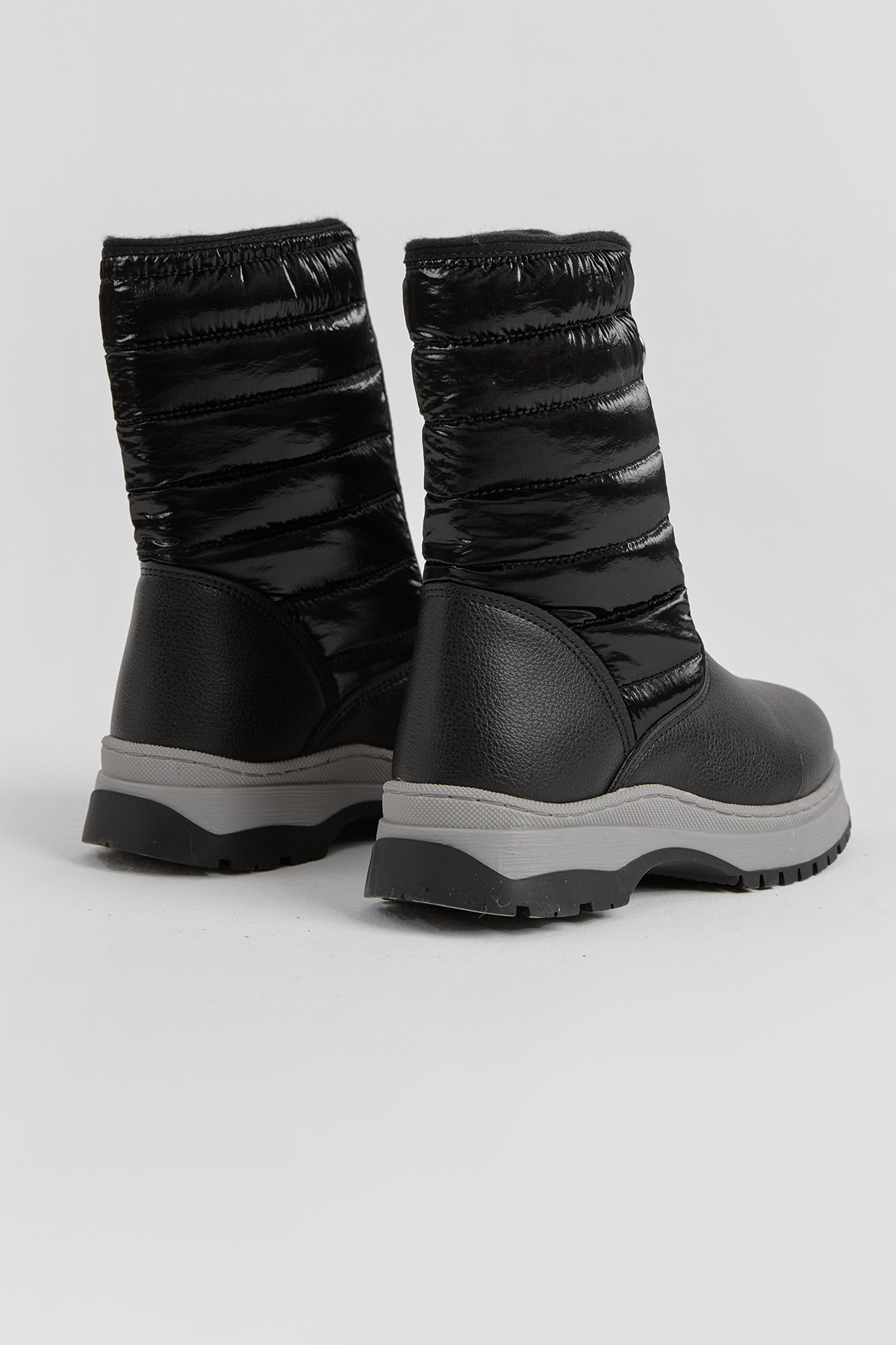 Çocuk Unisex Siyah Kalın Termo Taban Önü Yazılı Sıcak Astarlı Fermuarlı Şişme Kar Botu - Görsel 5