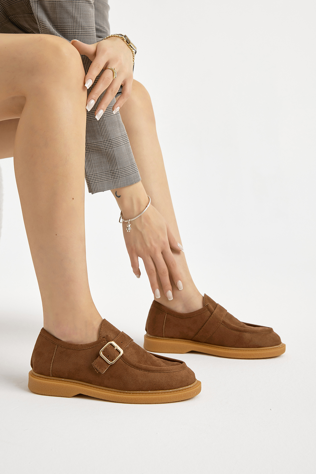 Kadın Taba Termo Taban Süet Görünümlü Tokalı Günlük Loafer - Görsel 3