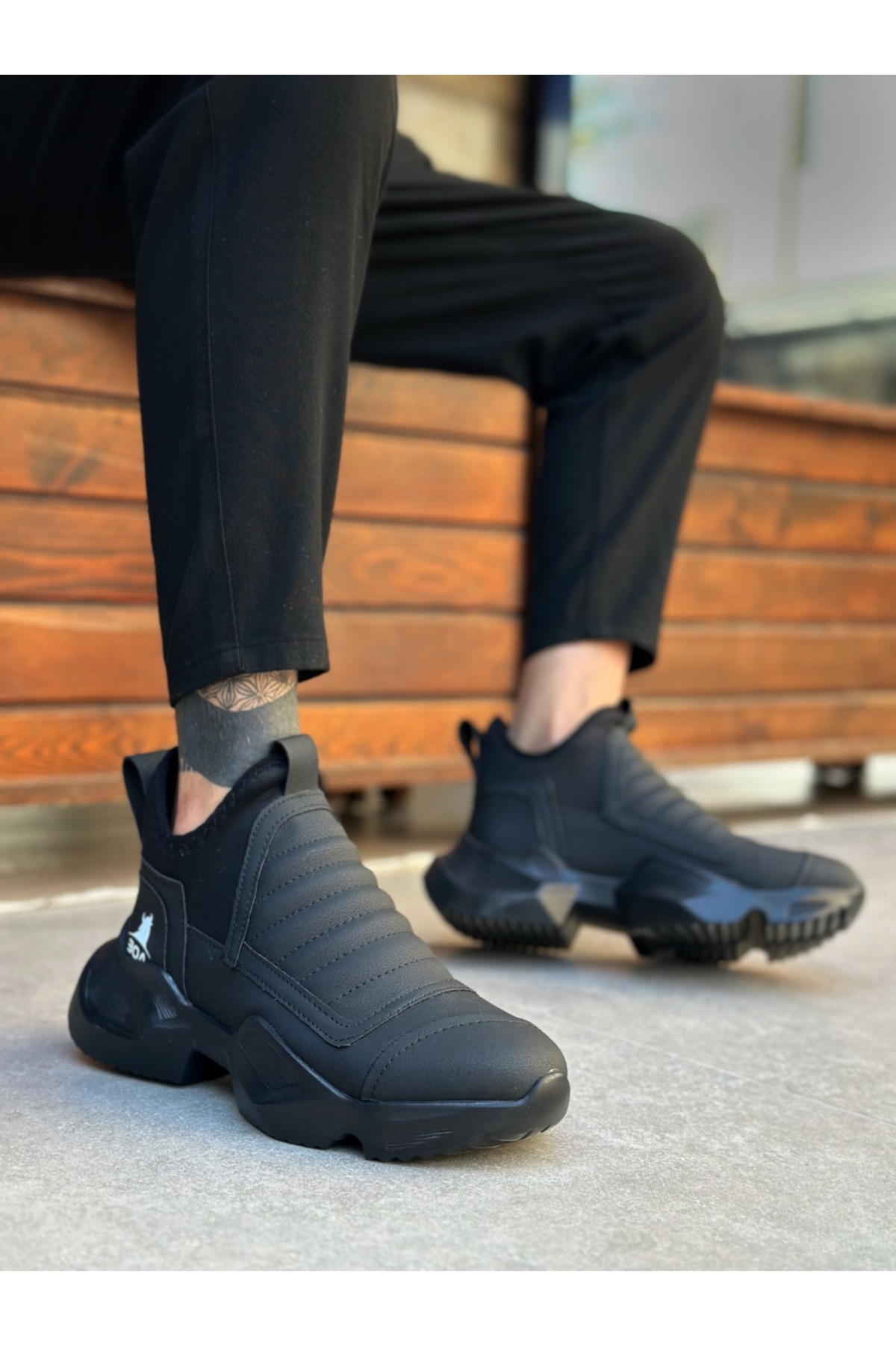 Bağcıksız Erkek Spor Bot SİYAH (SİYAH TABAN) - Görsel 2