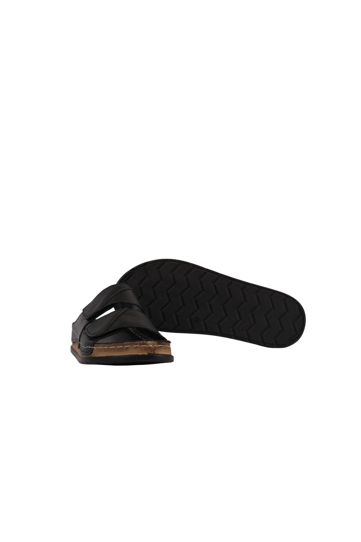 Hakiki Deri Renkli Bantlı Rahat Taban Günlük Kadın Terlik NAPA-305 - Görsel 6