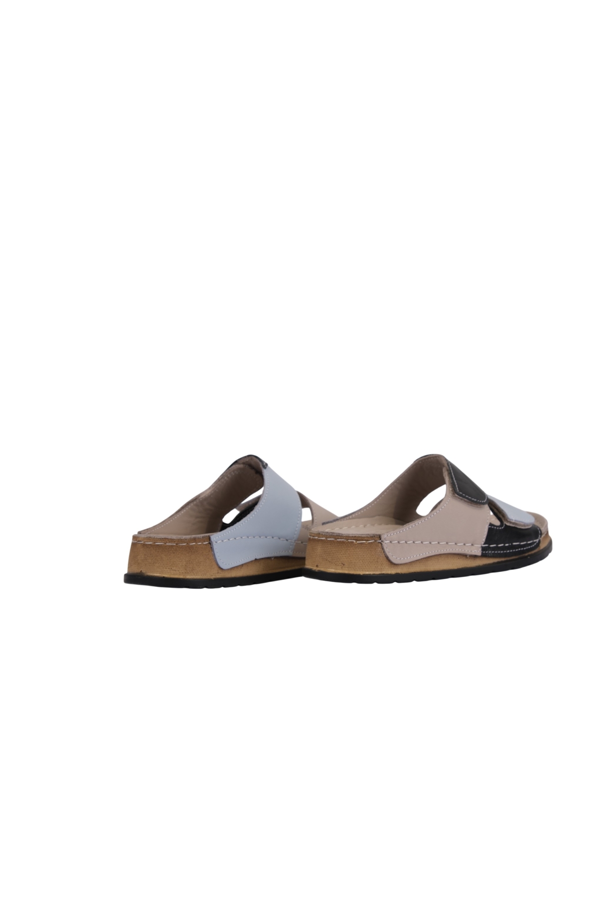 Hakiki Deri Renkli Bantlı Rahat Taban Günlük Kadın Terlik NAPA-305 - Görsel 5