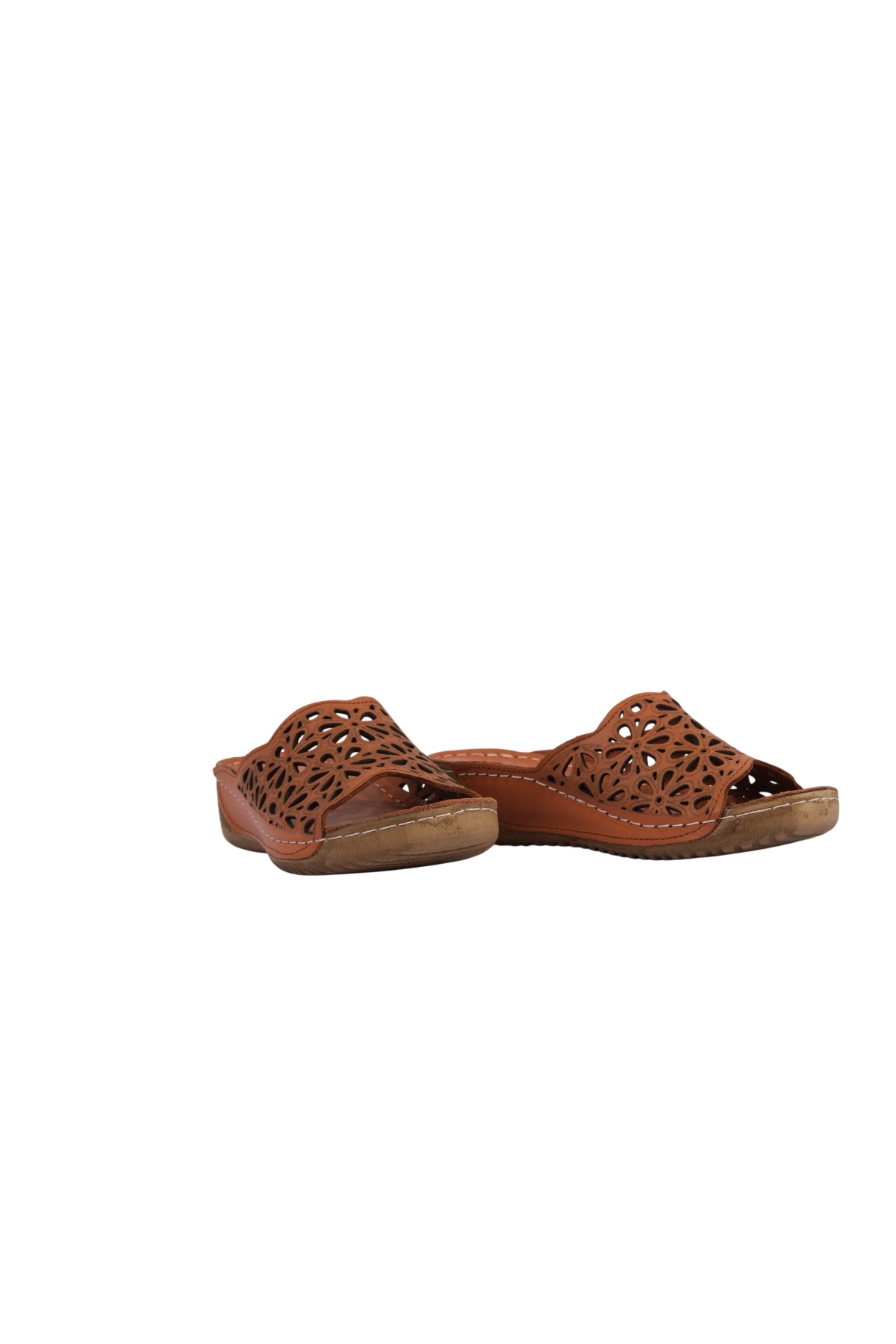 Lazer Kesim Hakiki Deri Delikli Ortopedik Rahat Taban Kadın Terlik NAPA-226 - Görsel 6